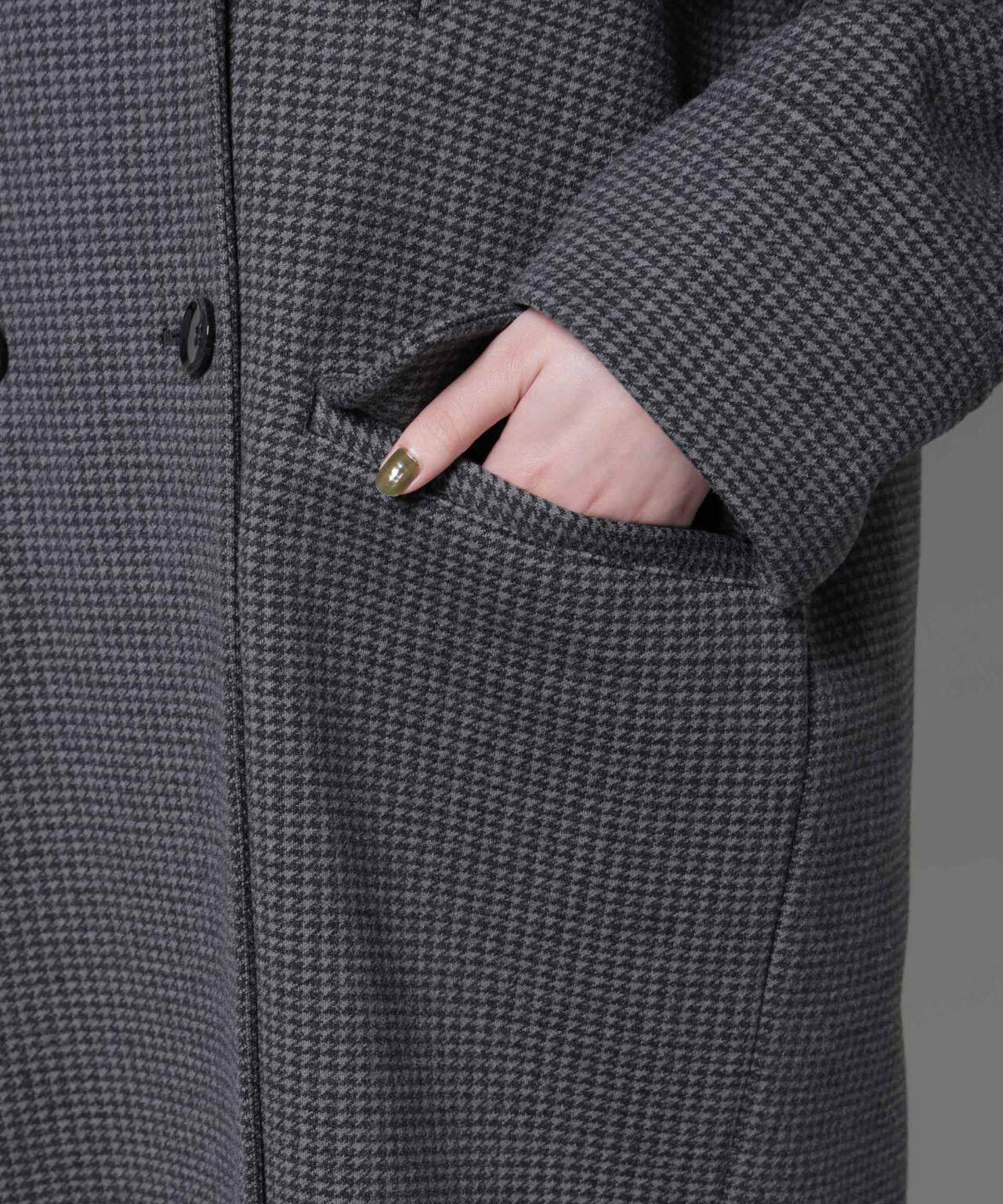 オーバーサイズポケットチェックコート