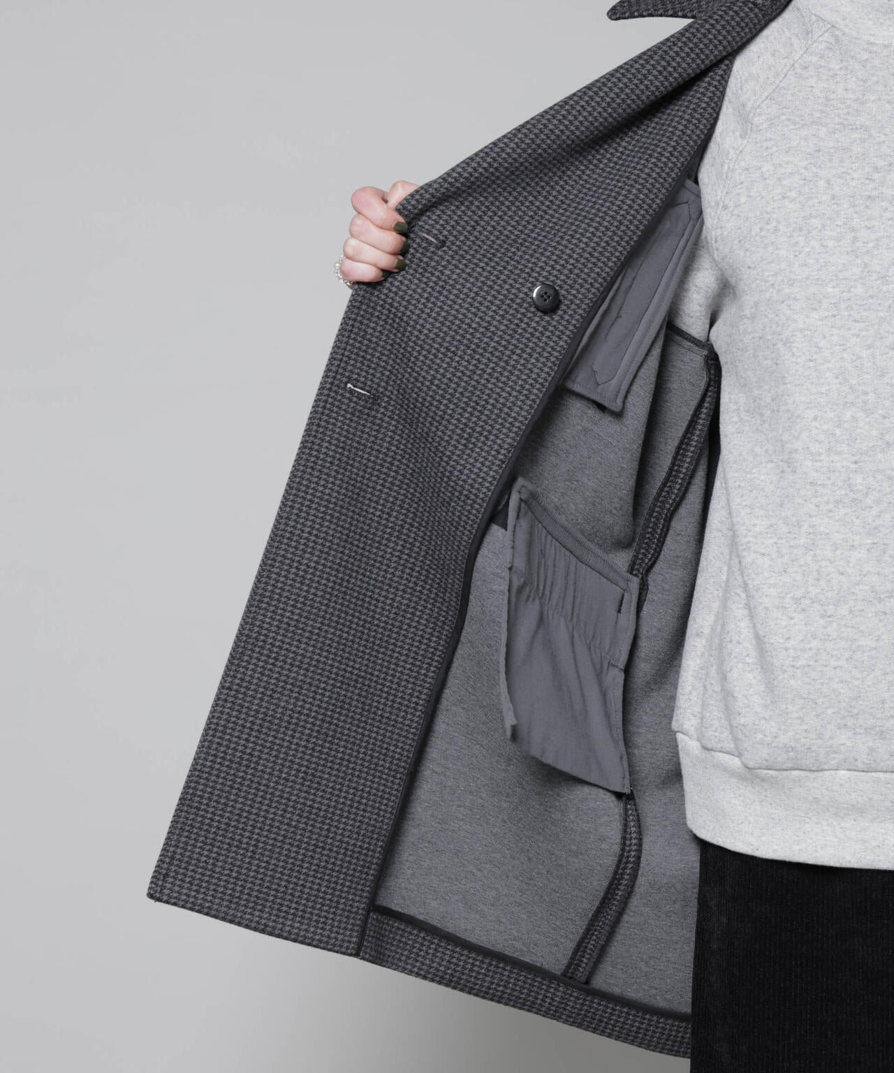 オーバーサイズポケットチェックコート