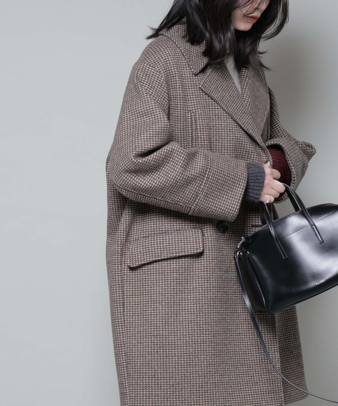 オーバーサイズポケットチェックコート