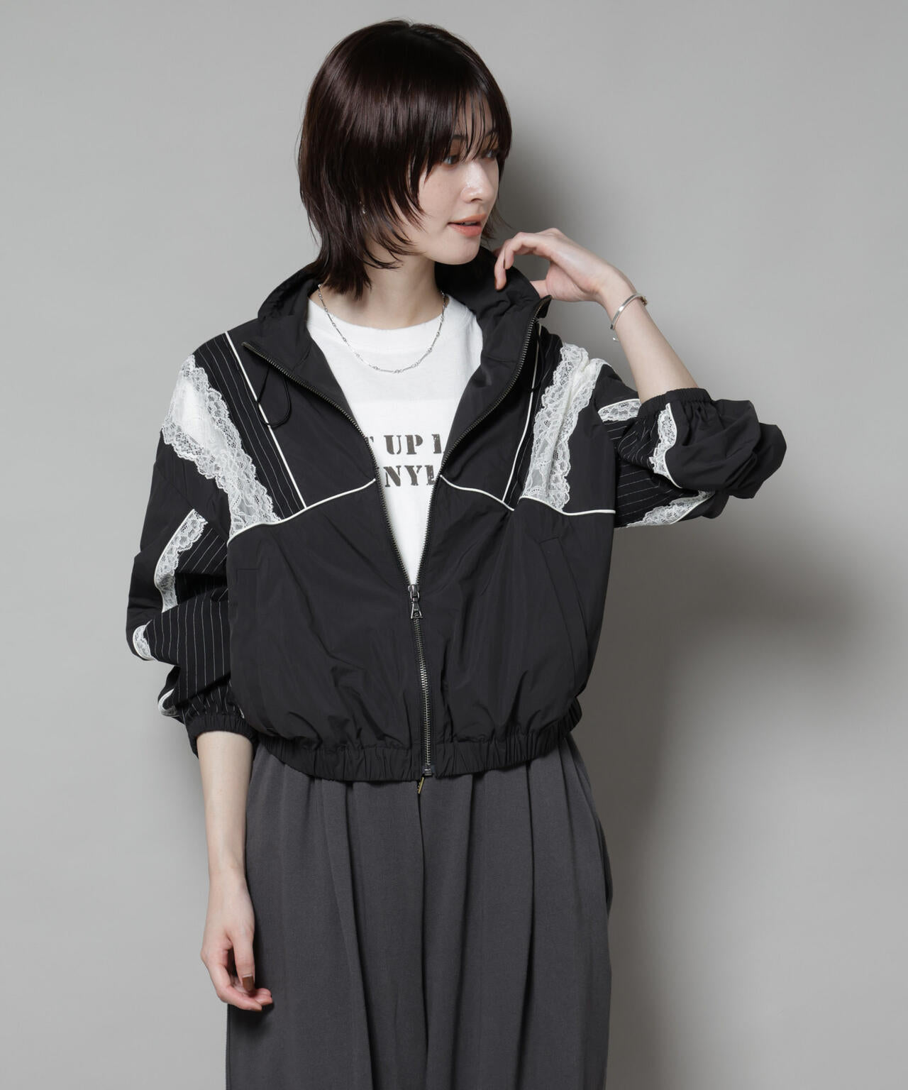 【美品】 ：ナイロン切替ニットブルゾン ダンボールニット×ナイロン切り替えブルゾン ATSURO TAYAMA｜クロス