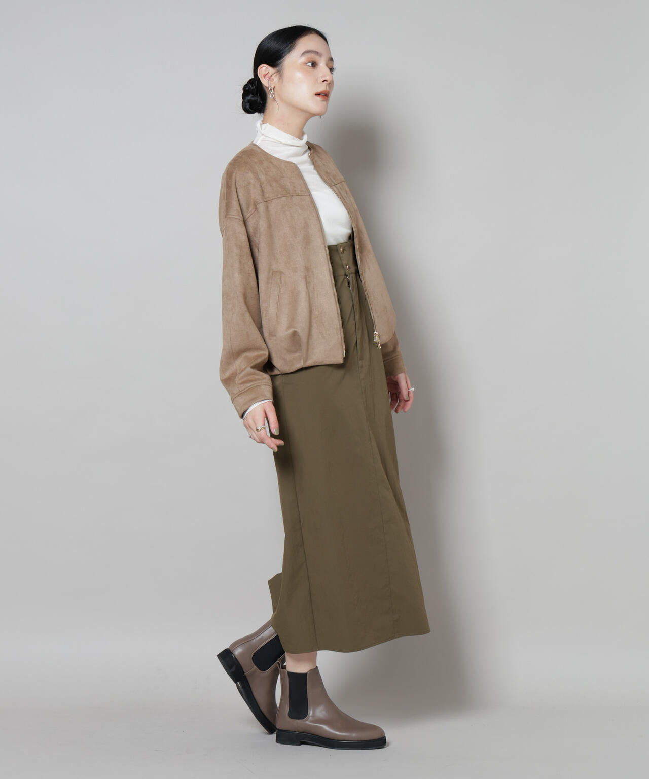 フェイクスエードボンディングノーカラーブルゾン | NANO universe