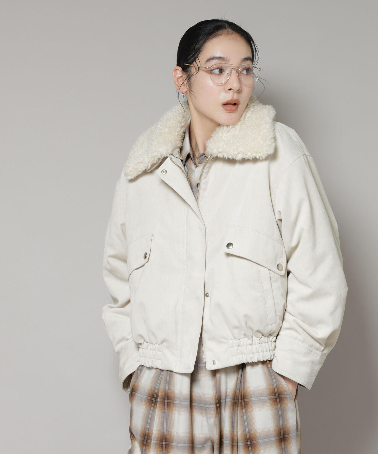 ボア衿付きコーデュロイ中綿ブルゾン | NANO universe（ナノ