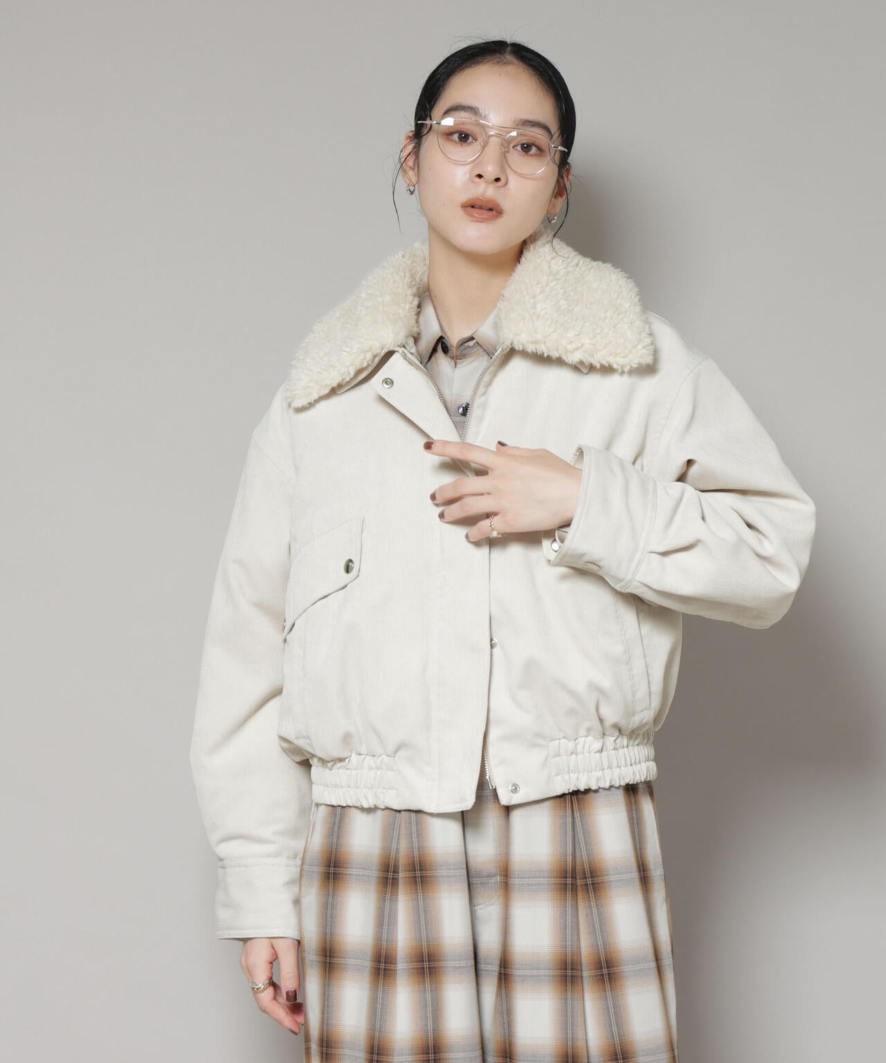 ボア衿付きコーデュロイ中綿ブルゾン | NANO universe（ナノ