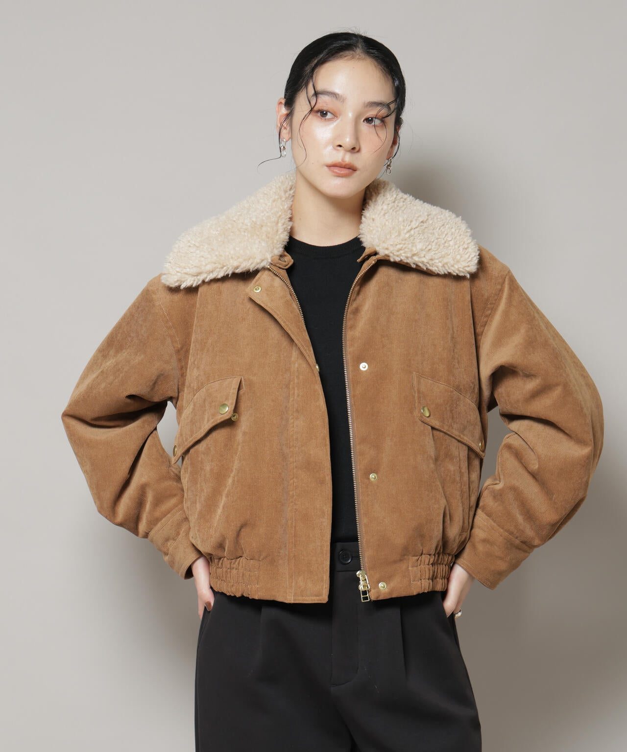 ボア衿付きコーデュロイ中綿ブルゾン | NANO universe（ナノ