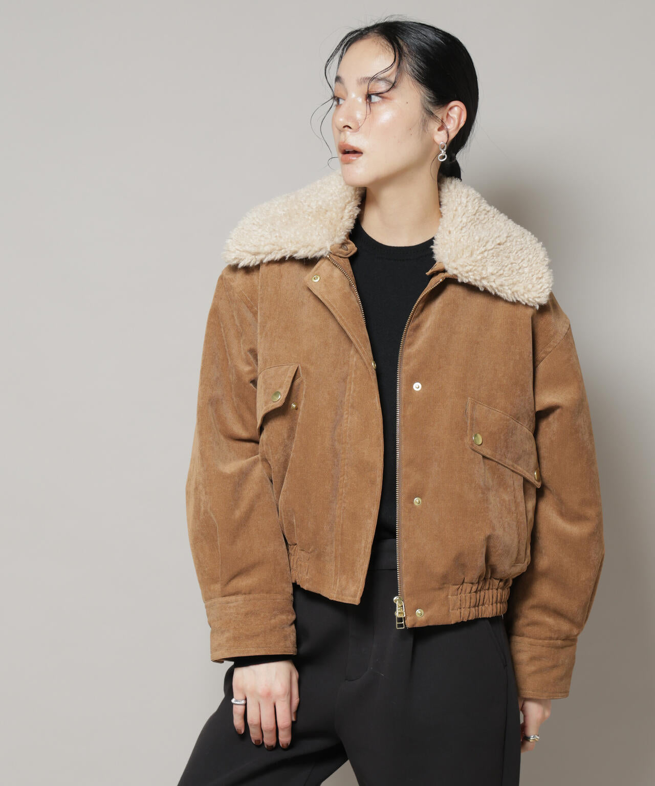 ボア衿付きコーデュロイ中綿ブルゾン | NANO universe（ナノ