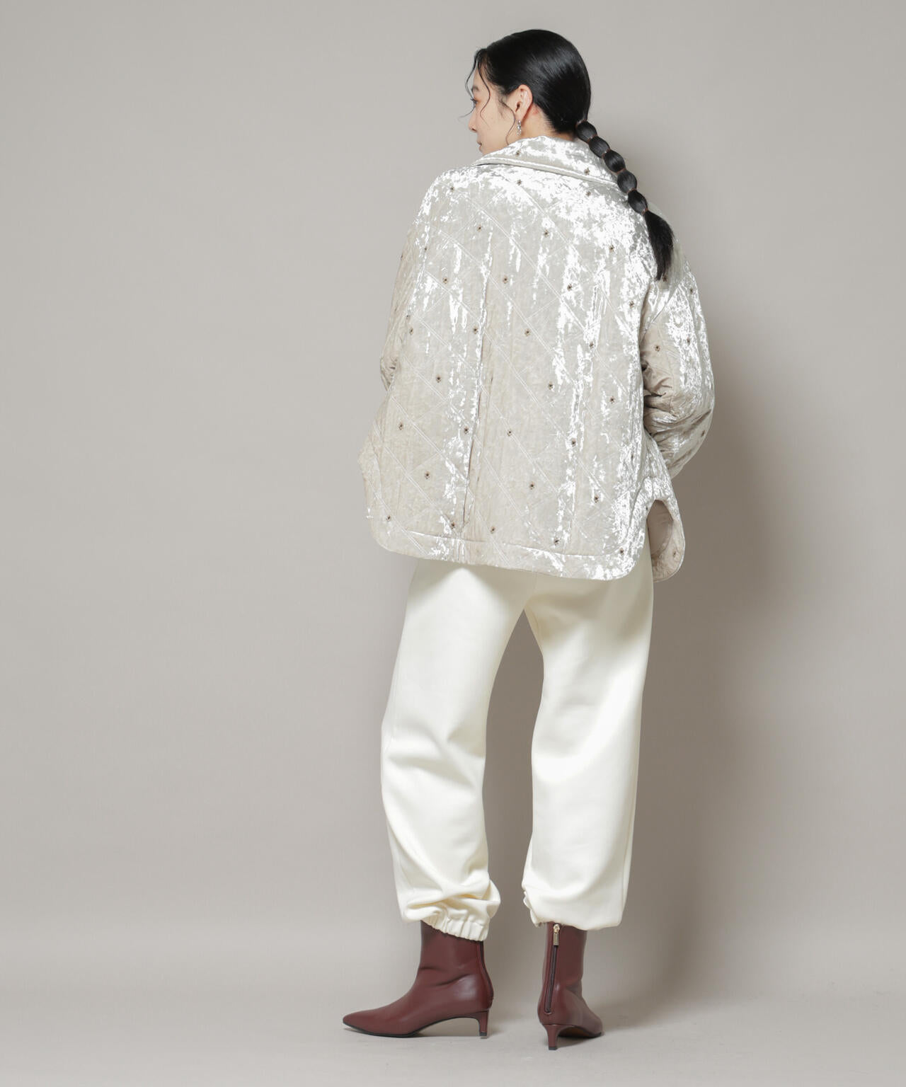 ウィアード　ブルゾン　ブラック　刺繍　ベロア　XL NANO universe ブルゾン アウター ベロアキルト刺繍ブルゾン