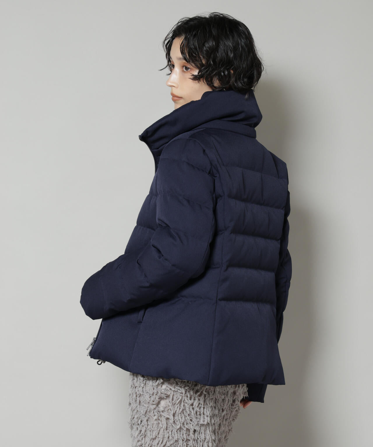 極美品　ナノユニバース　LB.03 西川ダウン　サージショートダウン　ネイビー 西川ダウン(R) 」サージ ショートダウン