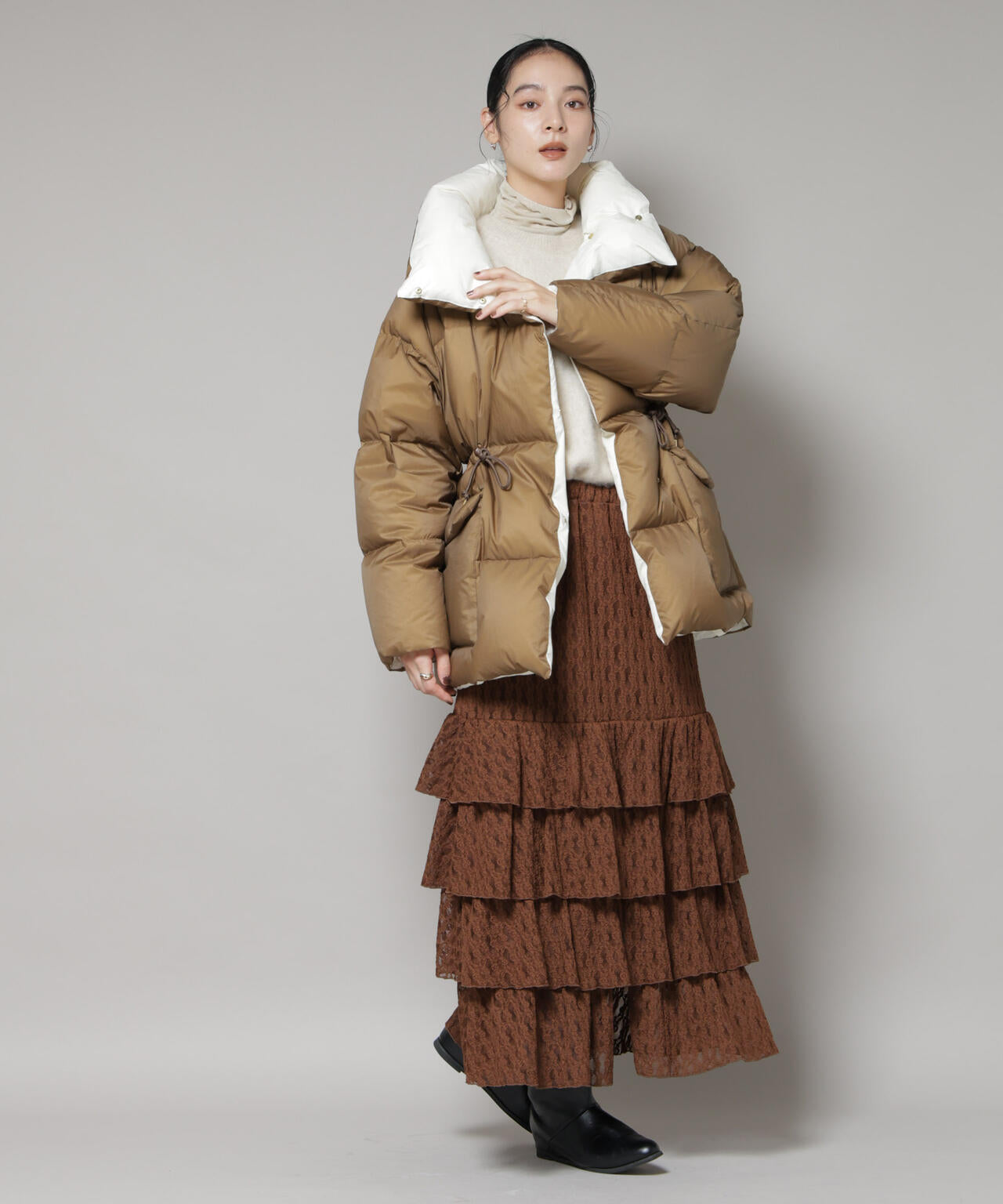 西川ダウン(R)」バイカラーボリュームダウン | NANO universe