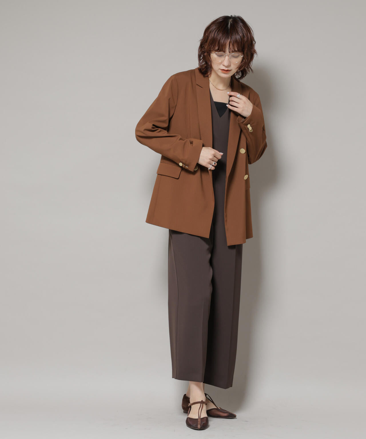 美品　ナノユニバース コーデュロイ セットアップ ブラウン　L 1B ファッション 美品 ナノユニバース コーデュロイ