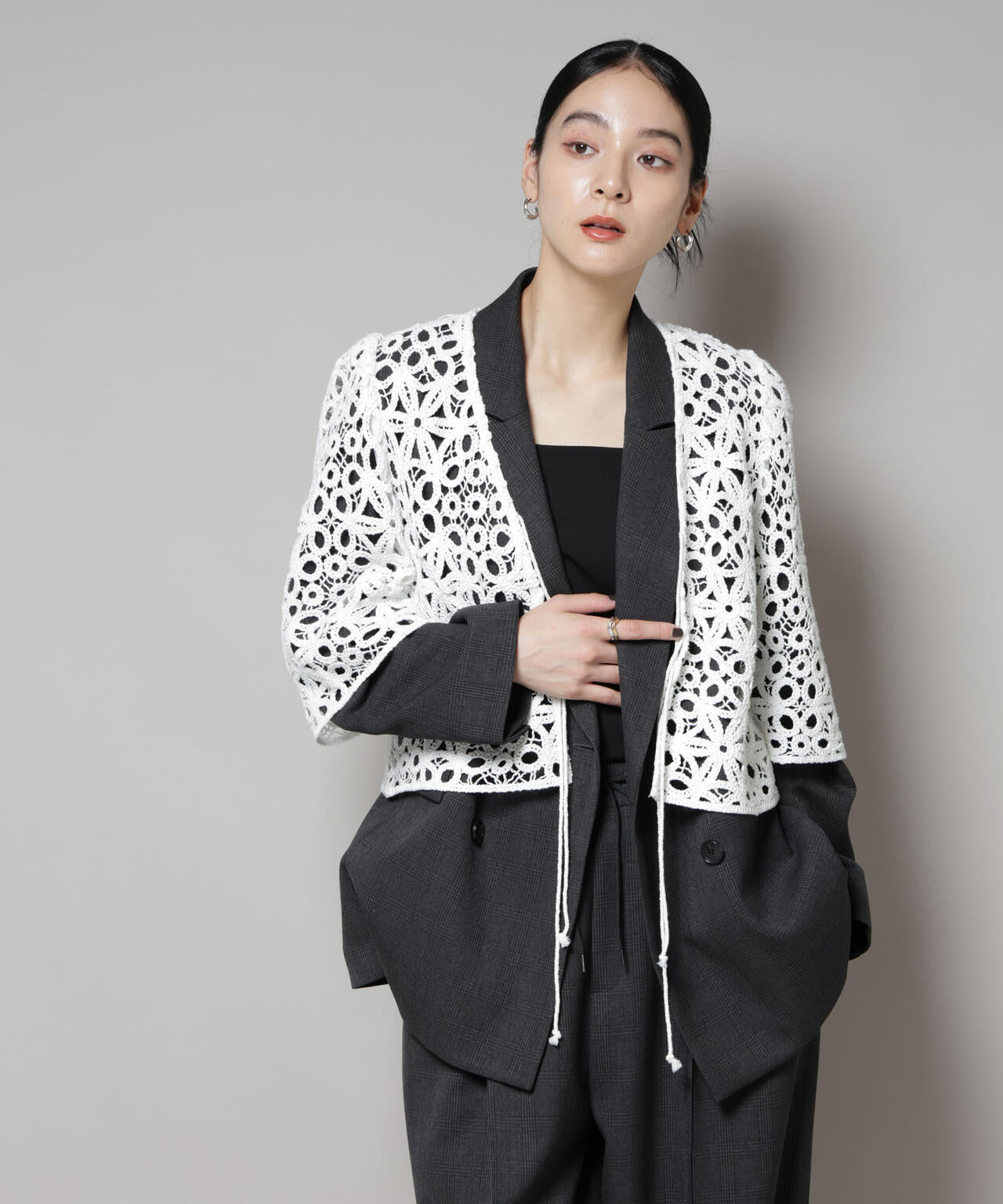 ストレッチサージチェックダブルジャケット(セットアップ可) | NANO