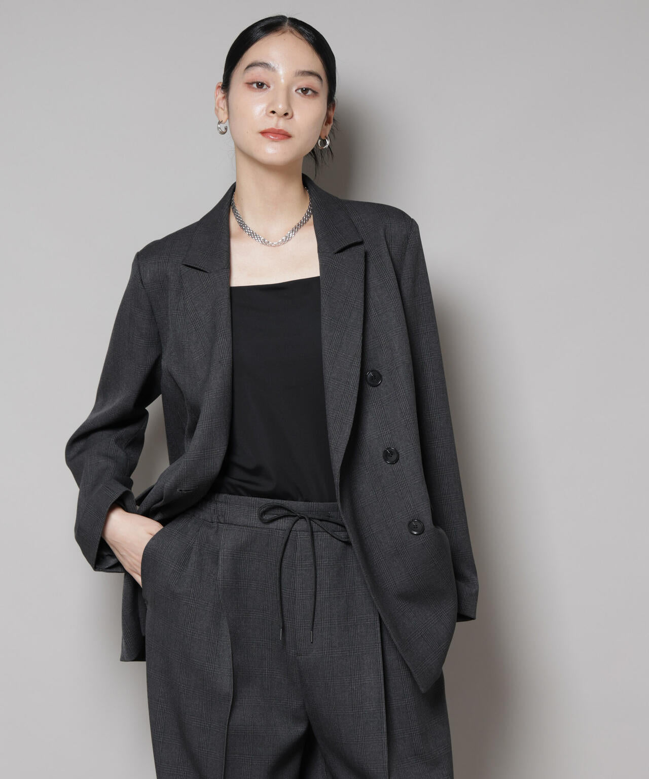 【未使用級】ナノユニバース セットアップ ストレッチ 洗える L ナノ・ユニバース NANO universe コンフォータブルストレッチ