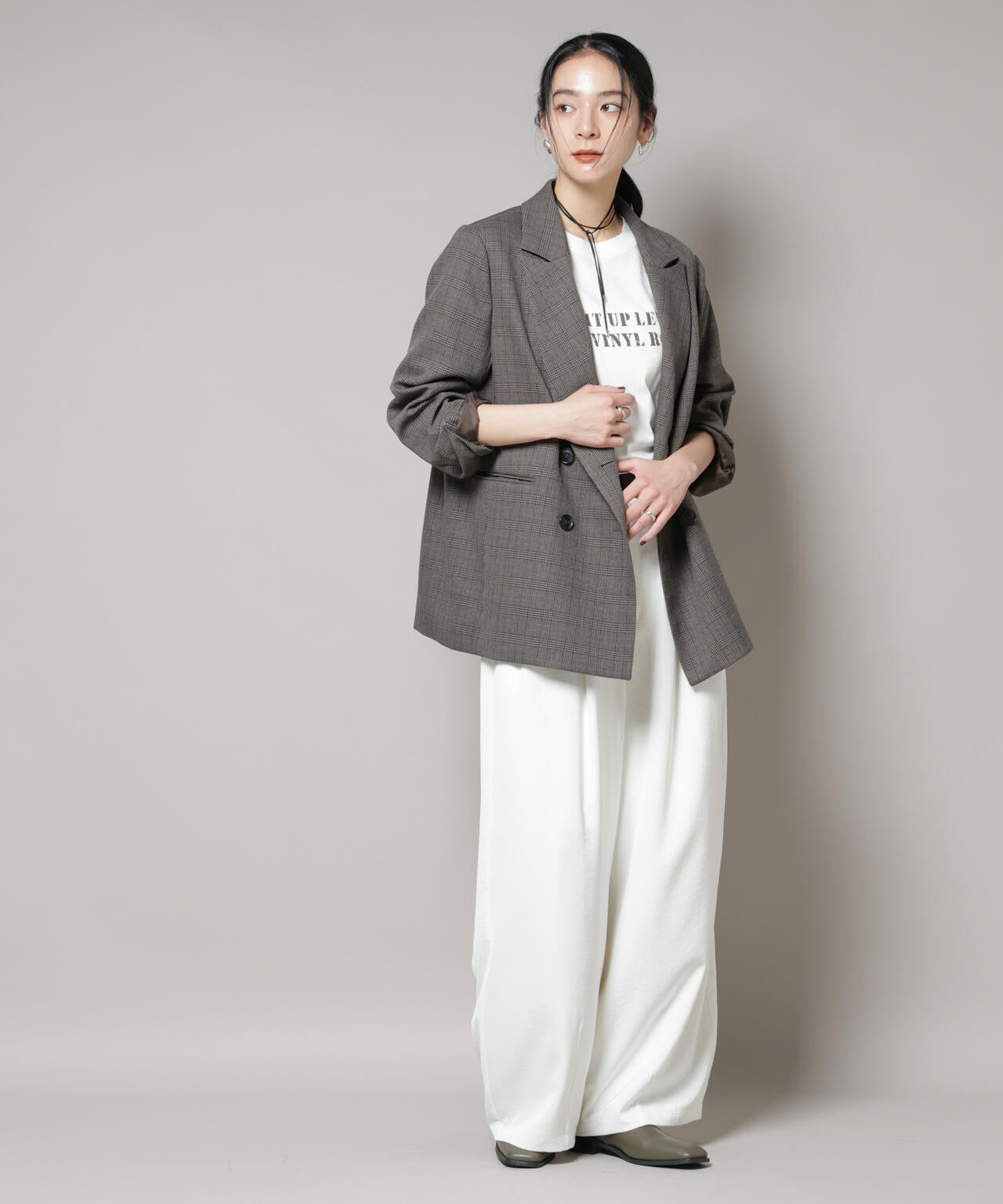 ストレッチサージチェックダブルジャケット(セットアップ可) | NANO