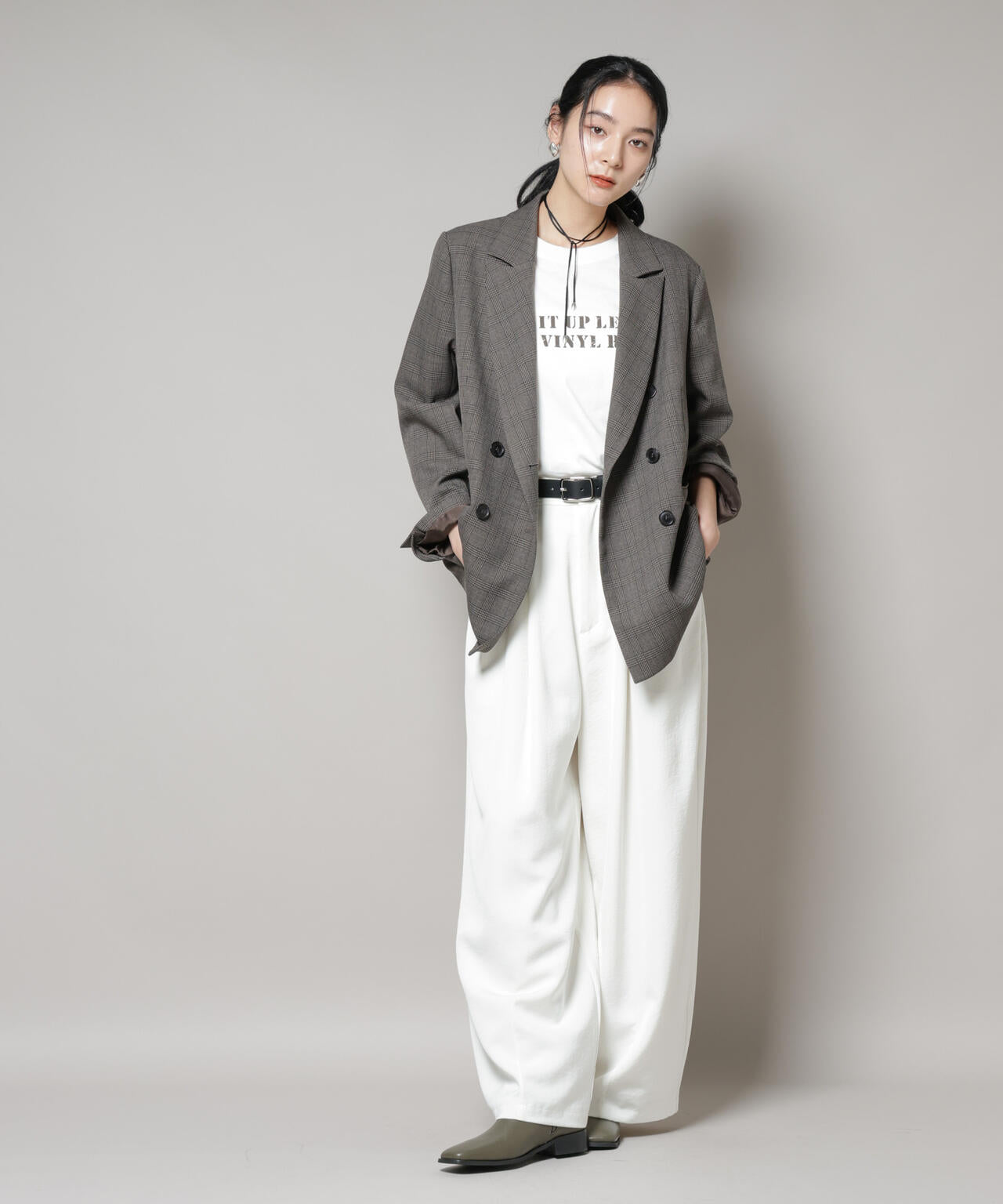 ストレッチサージチェックダブルジャケット(セットアップ可) | NANO