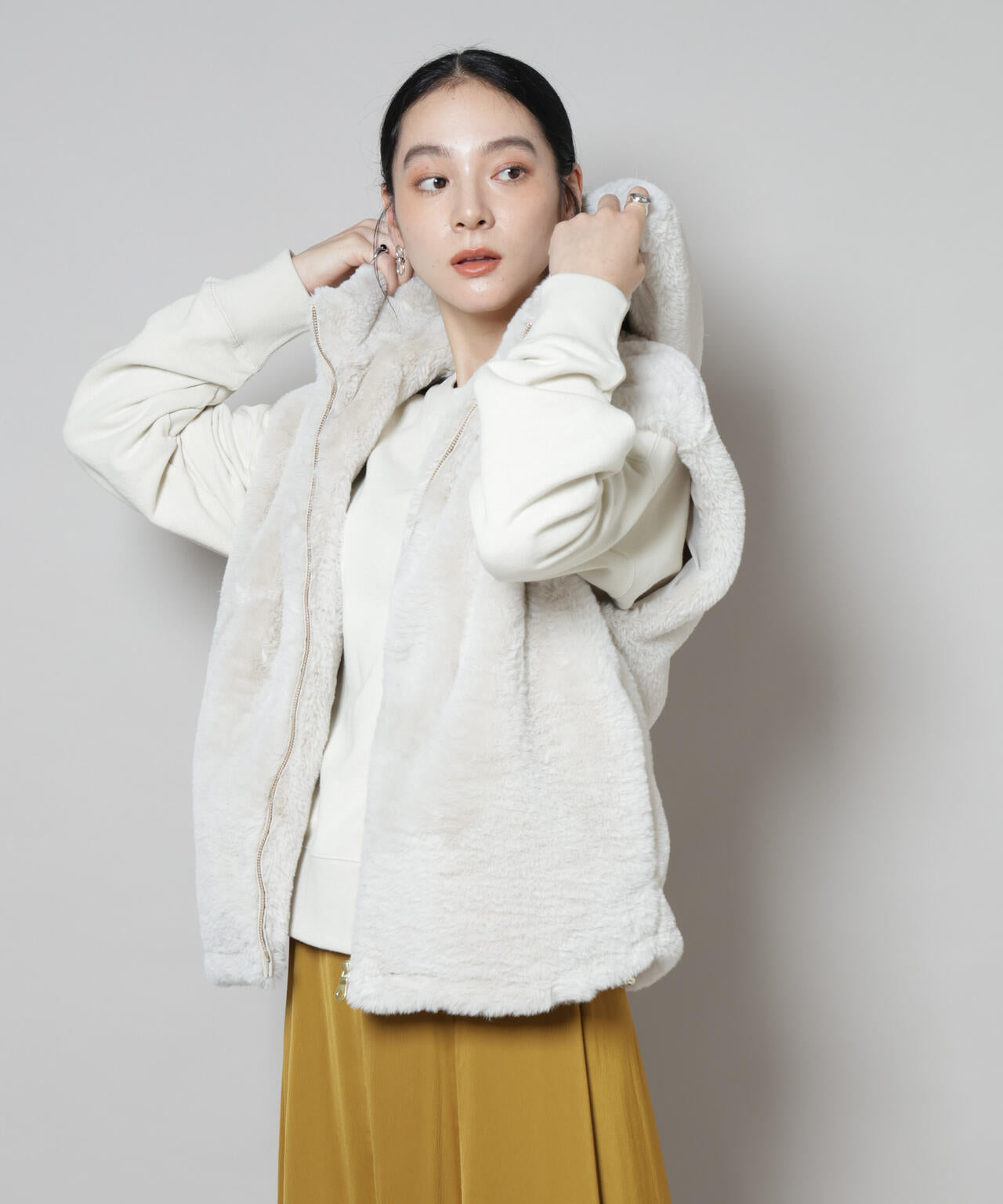 フェイクファーフードベスト | NANO universe（ナノ・ユニバース