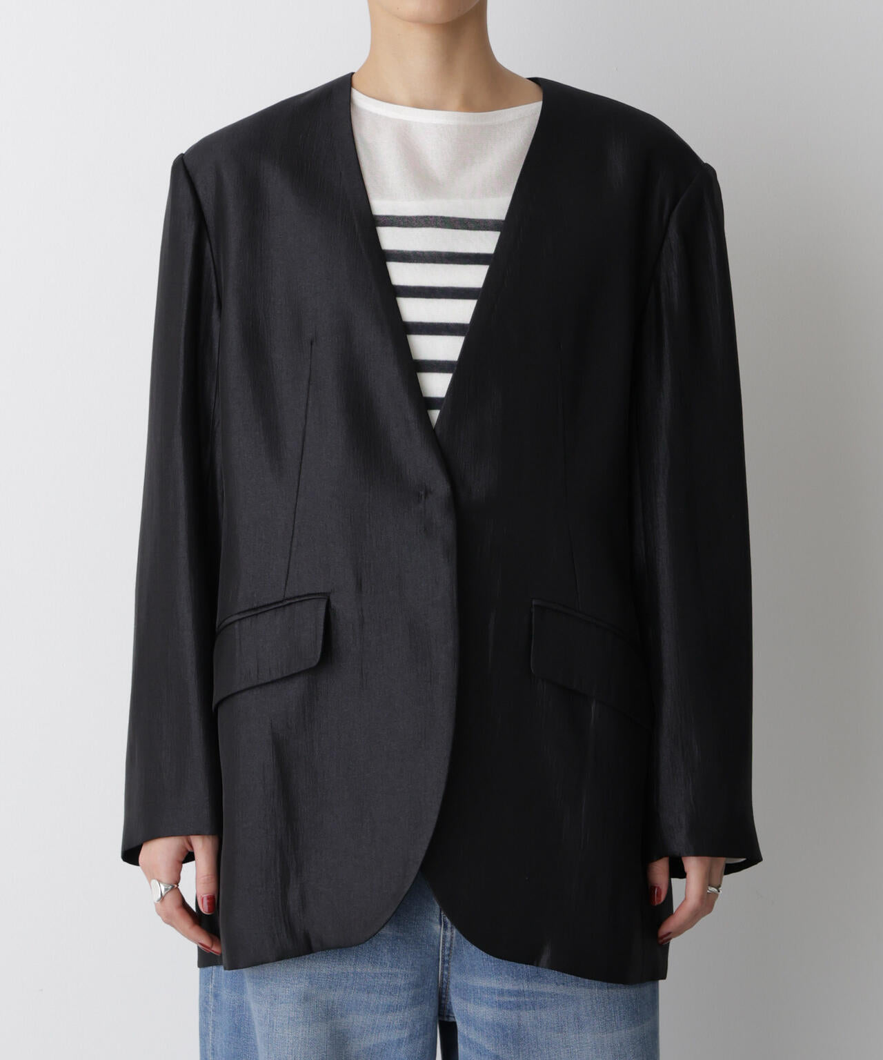 STEVELOUR」サテンノーカラージャケット(セットアップ可) | NANO