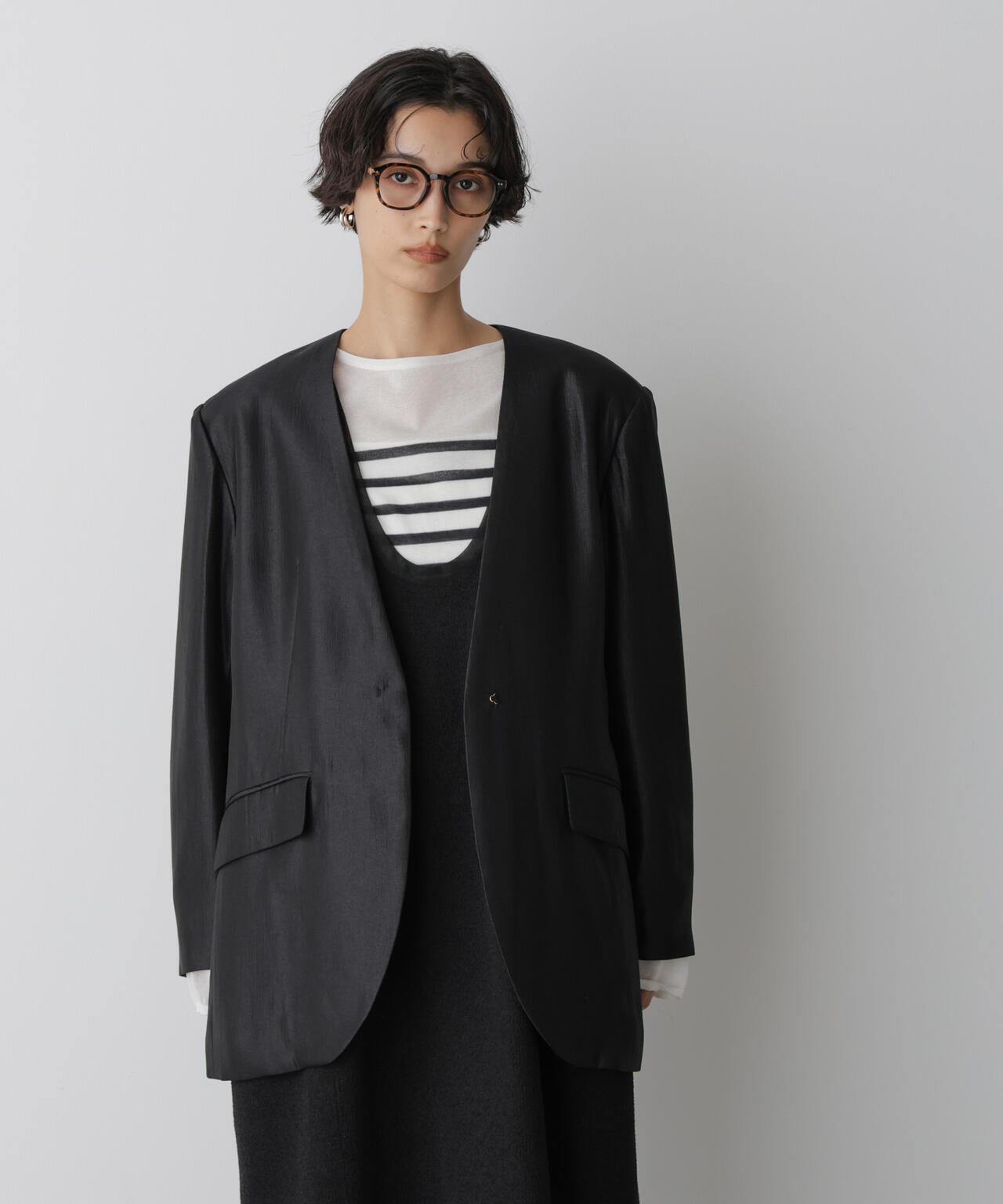 STEVELOUR」サテンノーカラージャケット(セットアップ可) | NANO