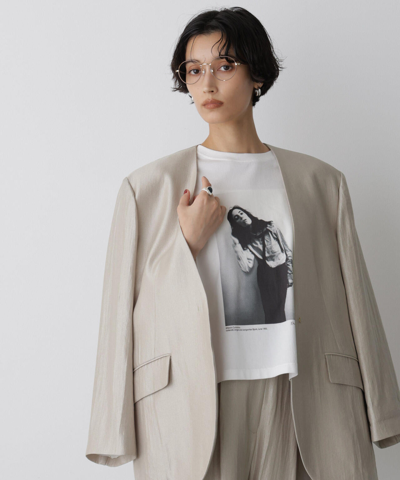 STEVELOUR」サテンノーカラージャケット(セットアップ可) | NANO