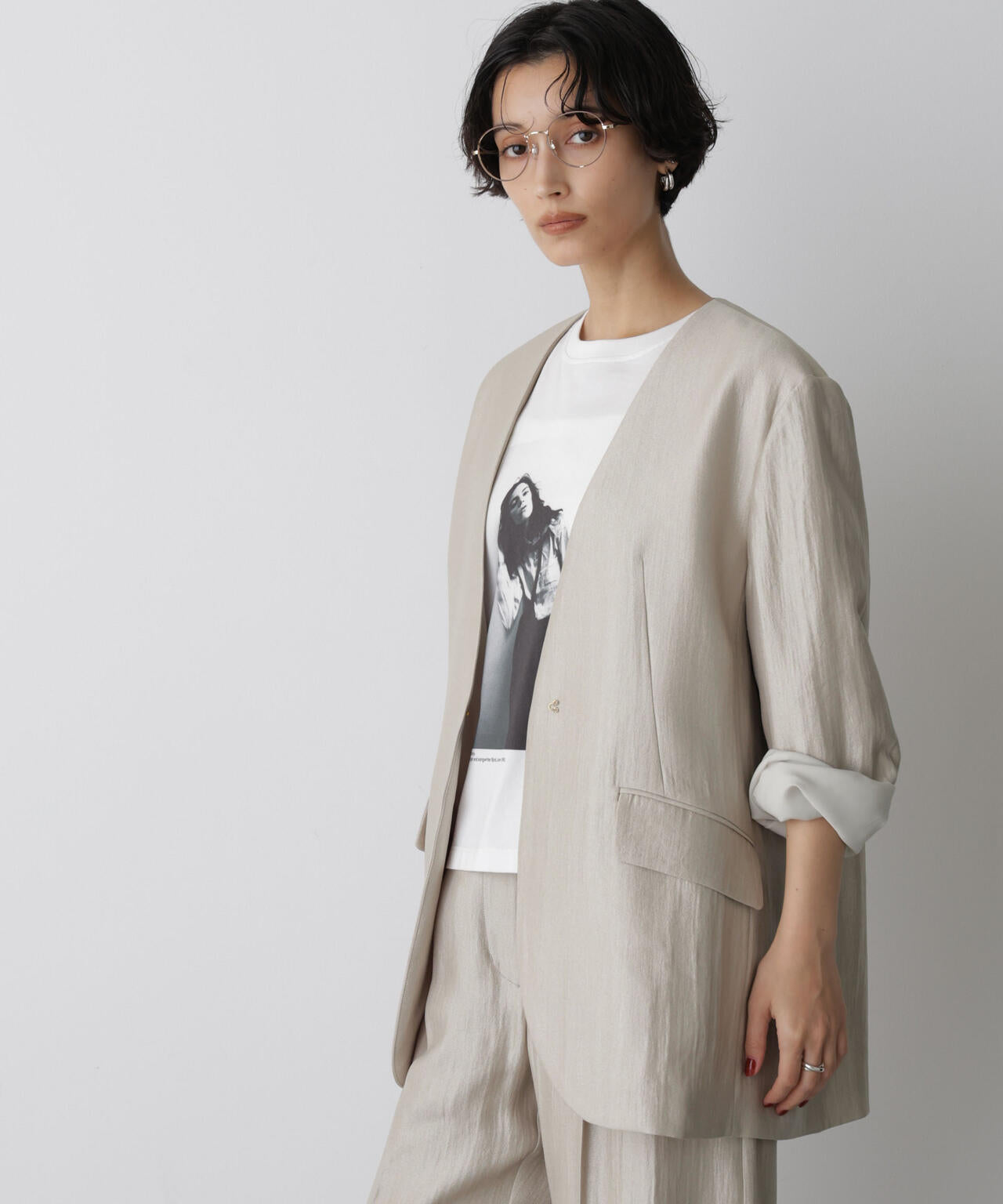 STEVELOUR」サテンノーカラージャケット(セットアップ可) | NANO