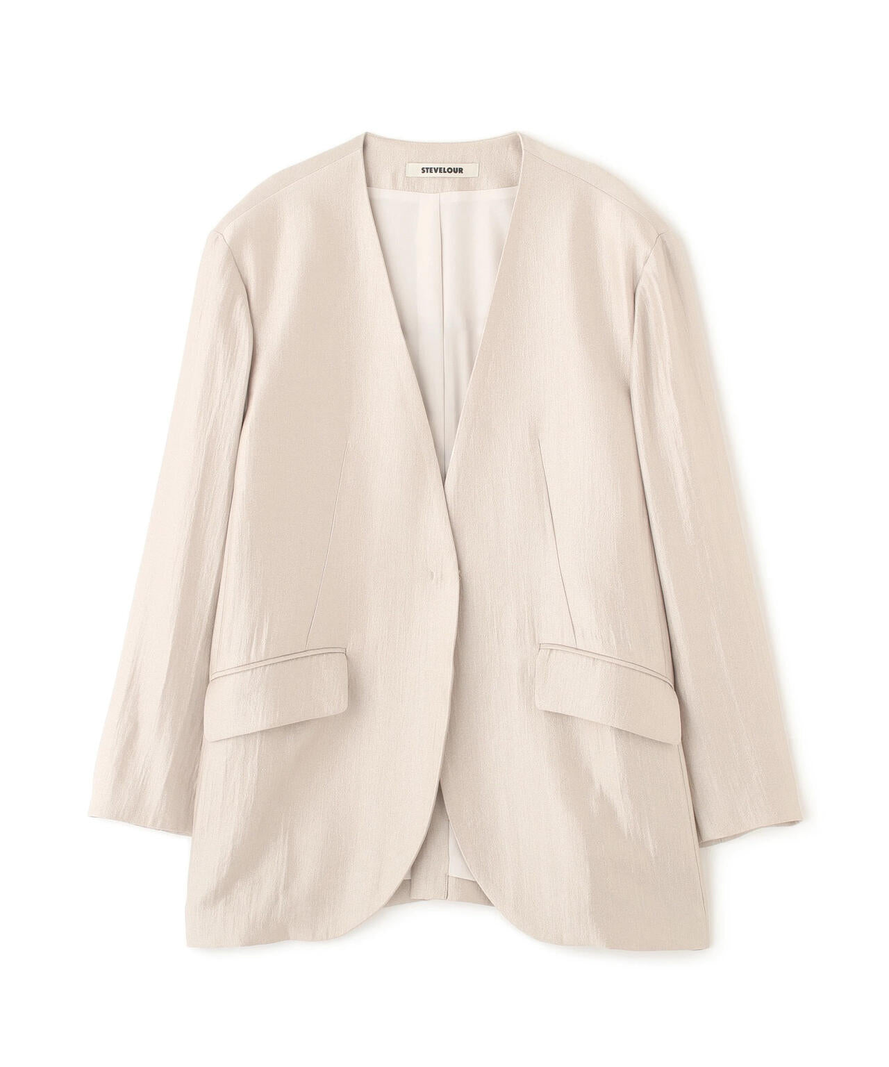 ベージュ ノーカラーツイードジャケット 新品タグ付き ＆NAVY ノー