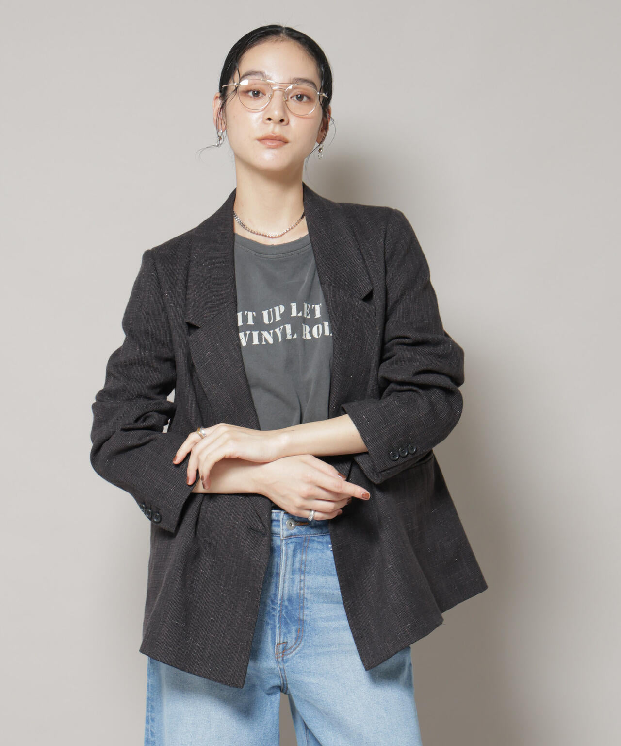 ツイードセミダブルジャケット(セットアップ可) | NANO universe（ナノ