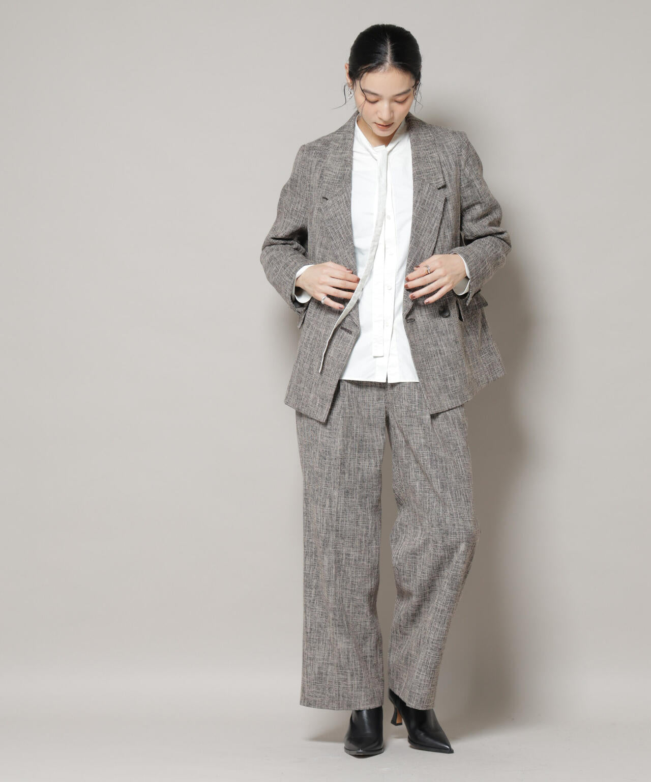 ツイードセミダブルジャケット(セットアップ可) | NANO universe（ナノ