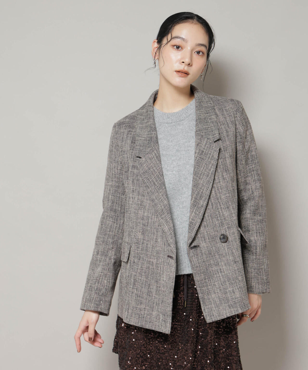 ツイードセミダブルジャケット(セットアップ可) | NANO universe（ナノ