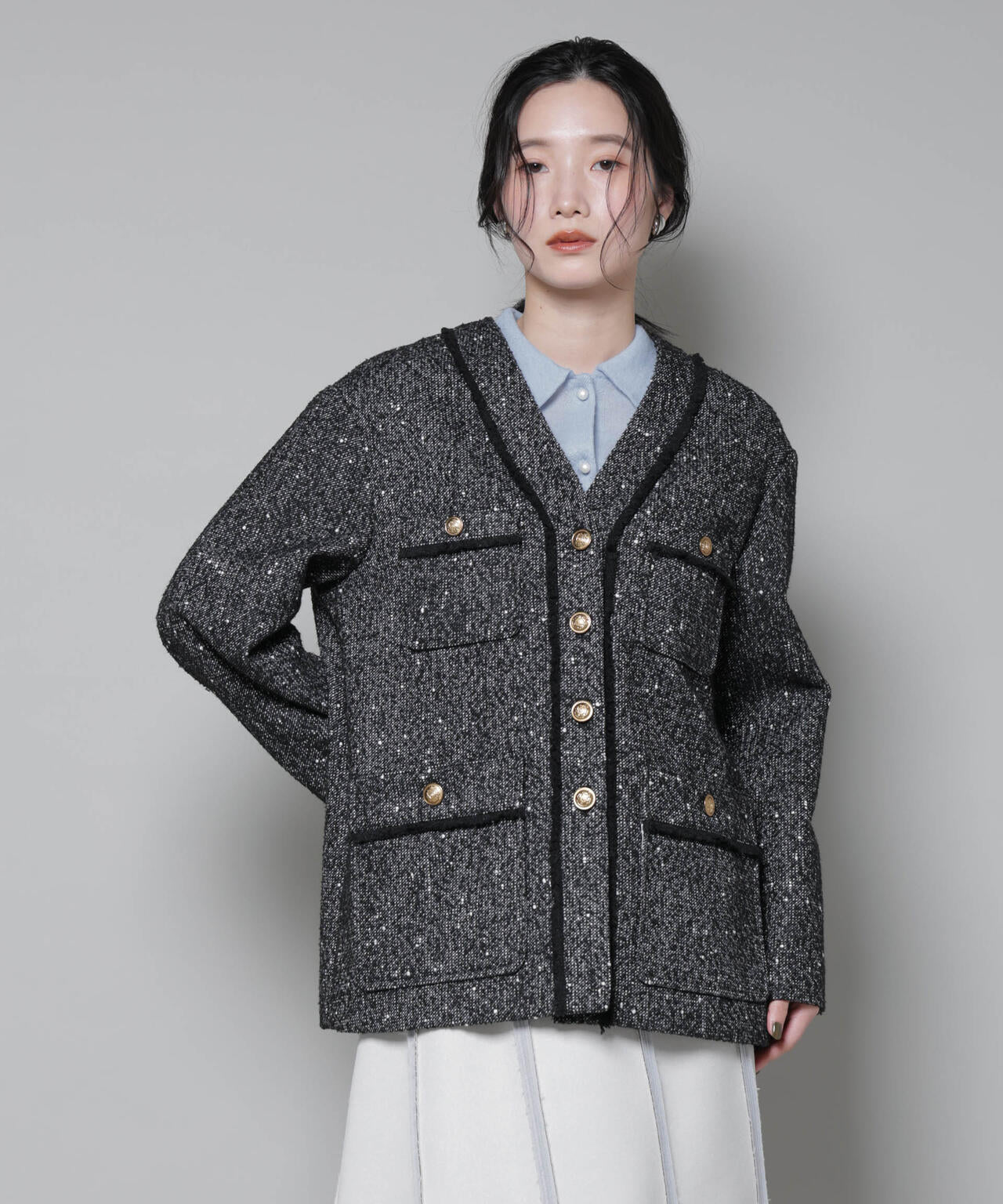 ネップツイードノーカラージャケット | NANO universe（ナノ