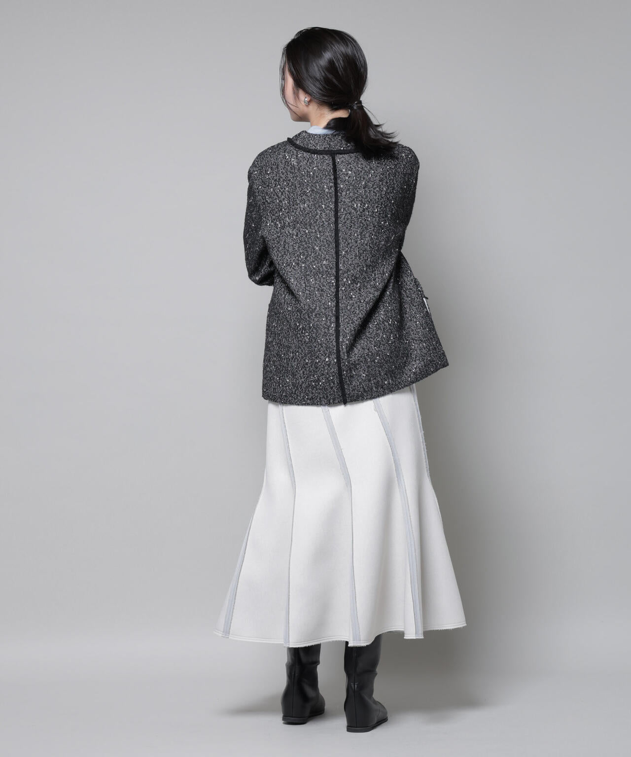 ネップツイードノーカラージャケット