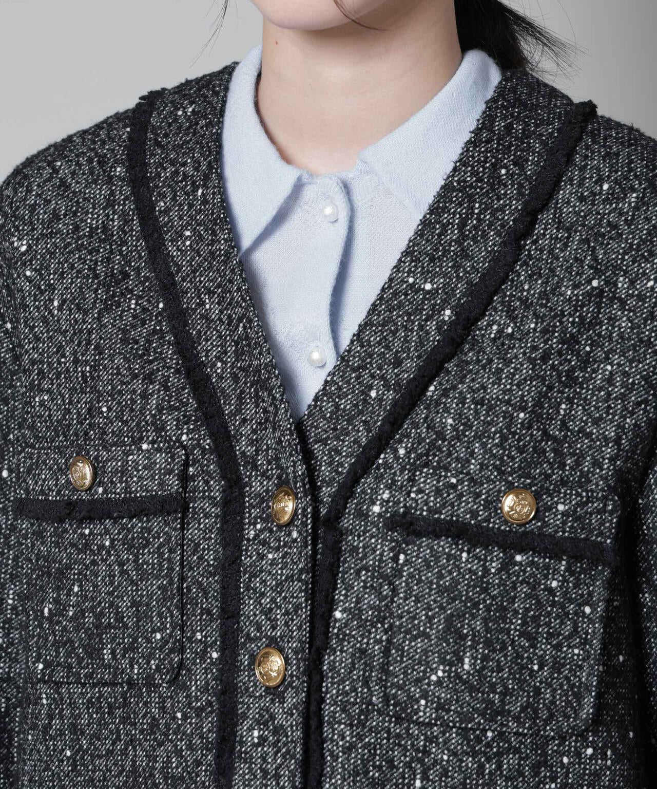 ネップツイードノーカラージャケット