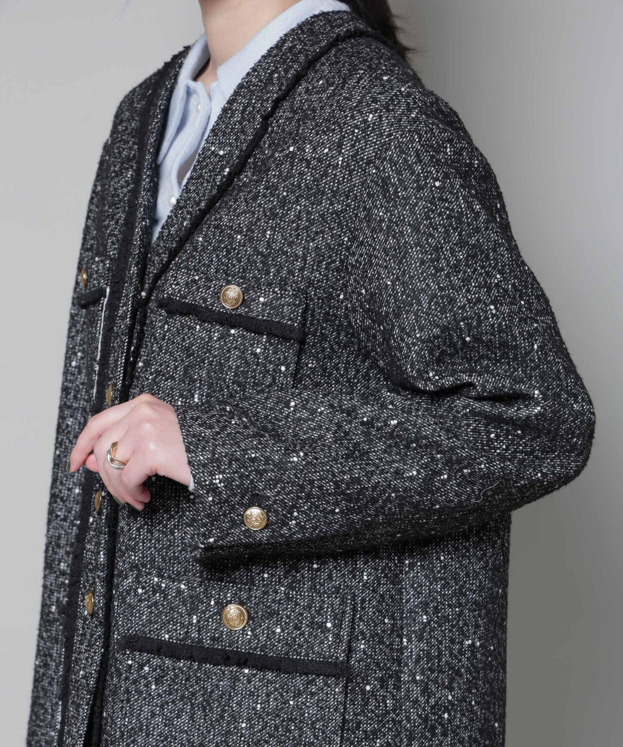 ネップツイードノーカラージャケット