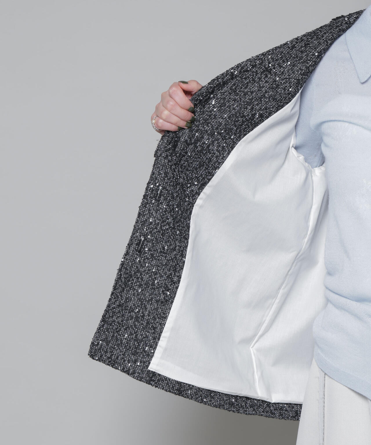 ネップツイードノーカラージャケット