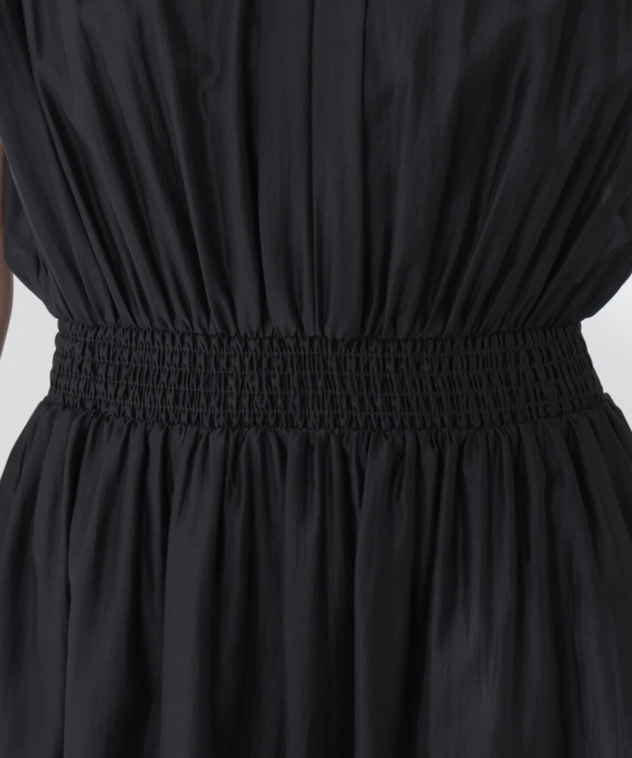 シアーサテンウエストシャーリングワンピース