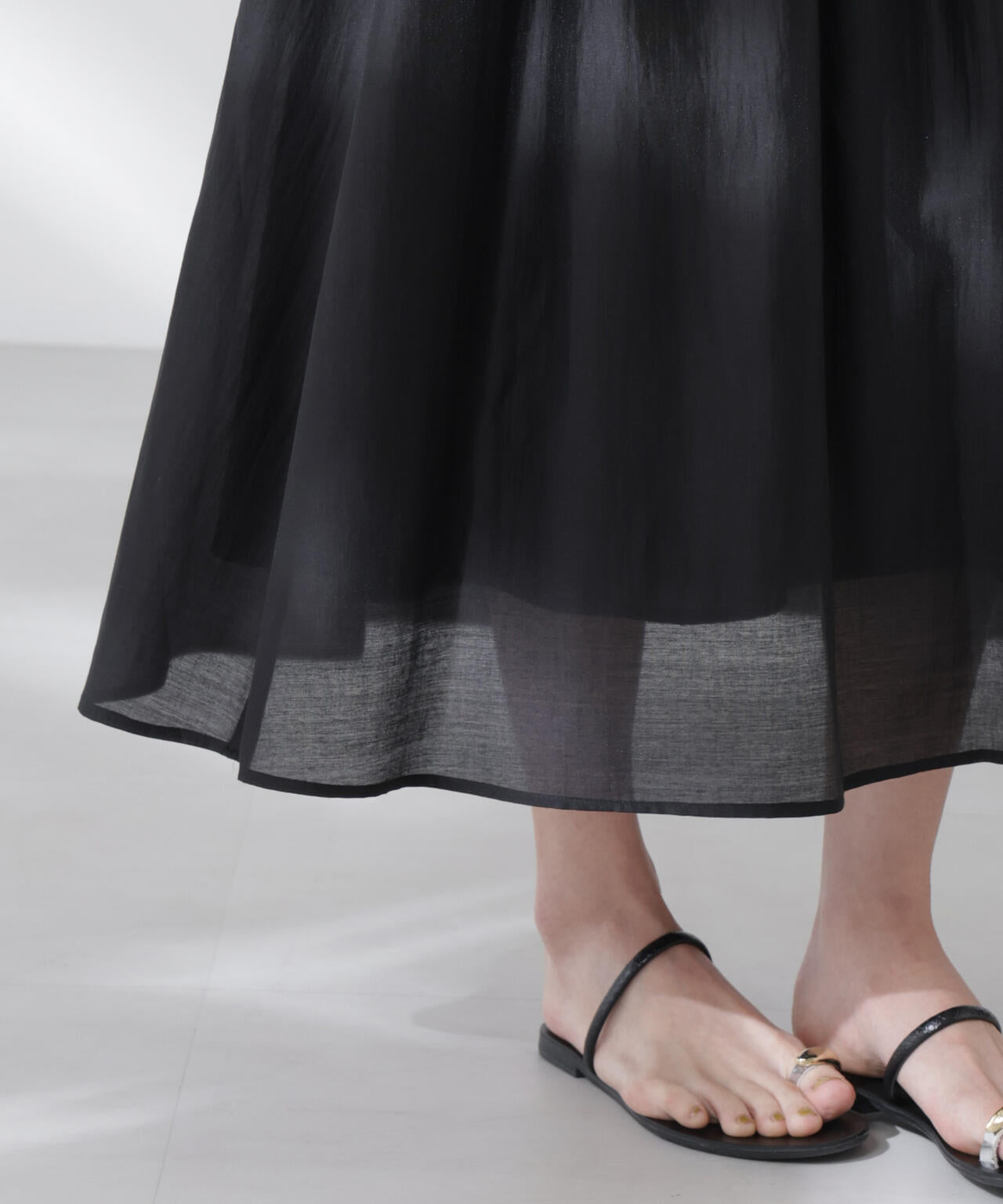 シアーサテンウエストシャーリングワンピース