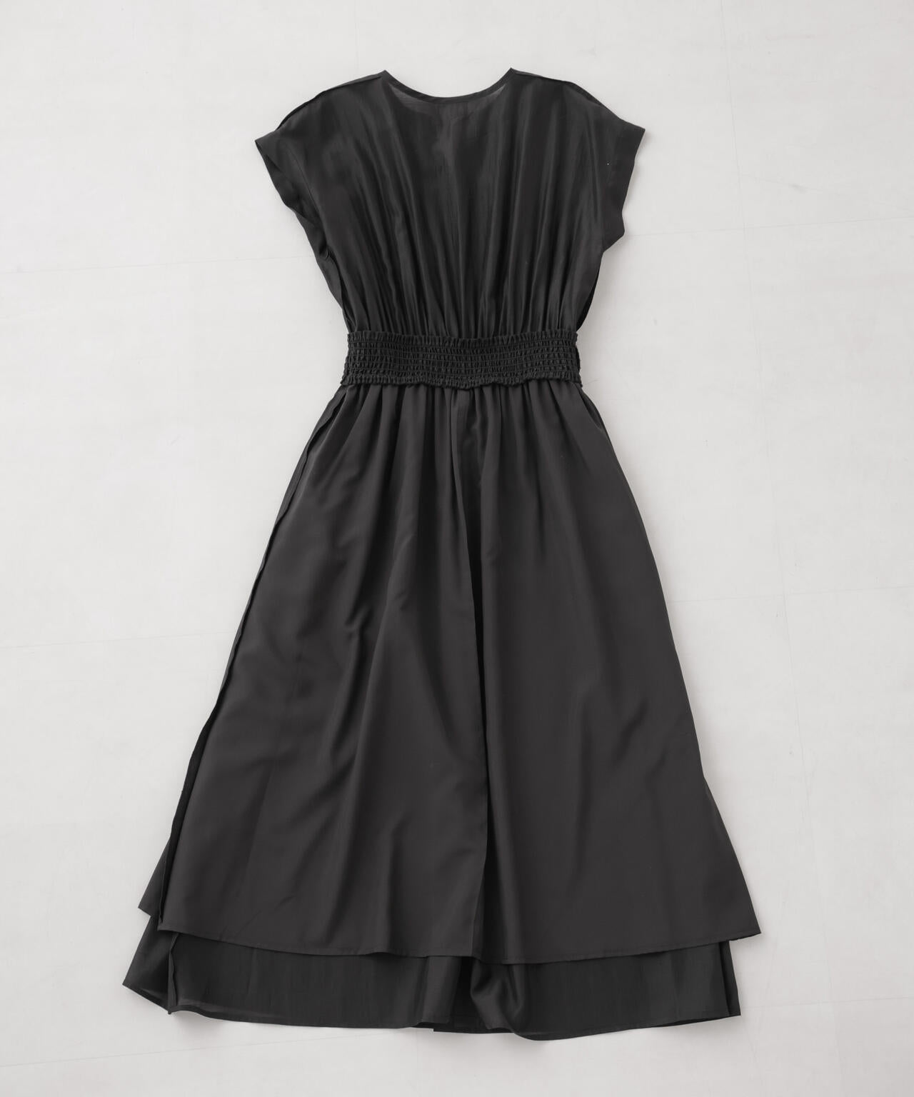 シアーサテンウエストシャーリングワンピース