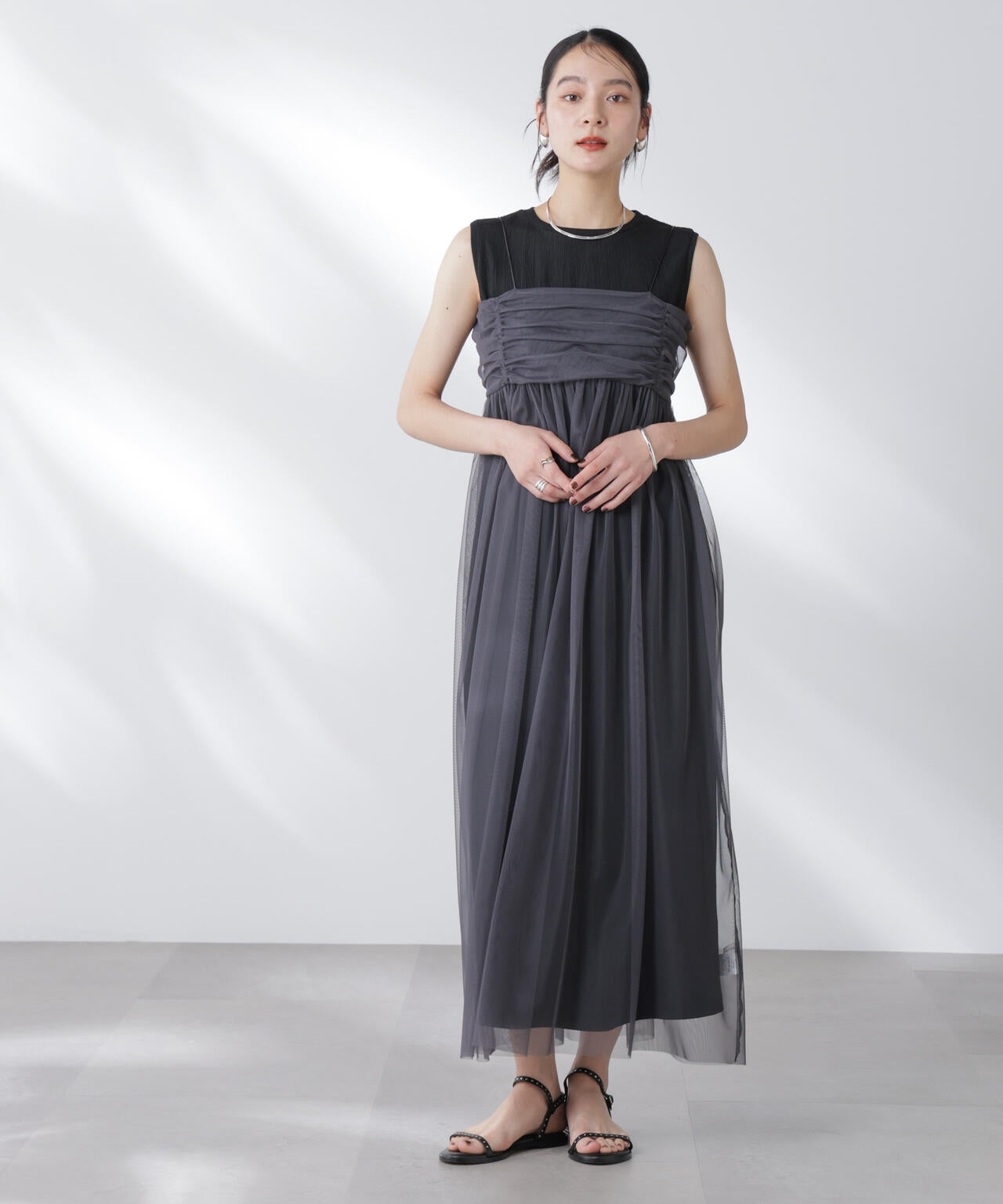 チュールキャミ×カットワンピースセット