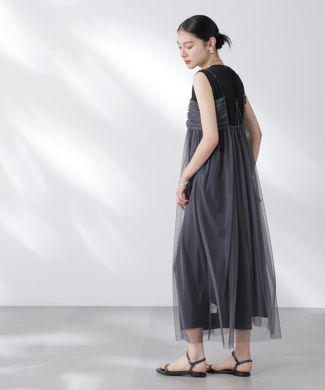 チュールキャミ×カットワンピースセット