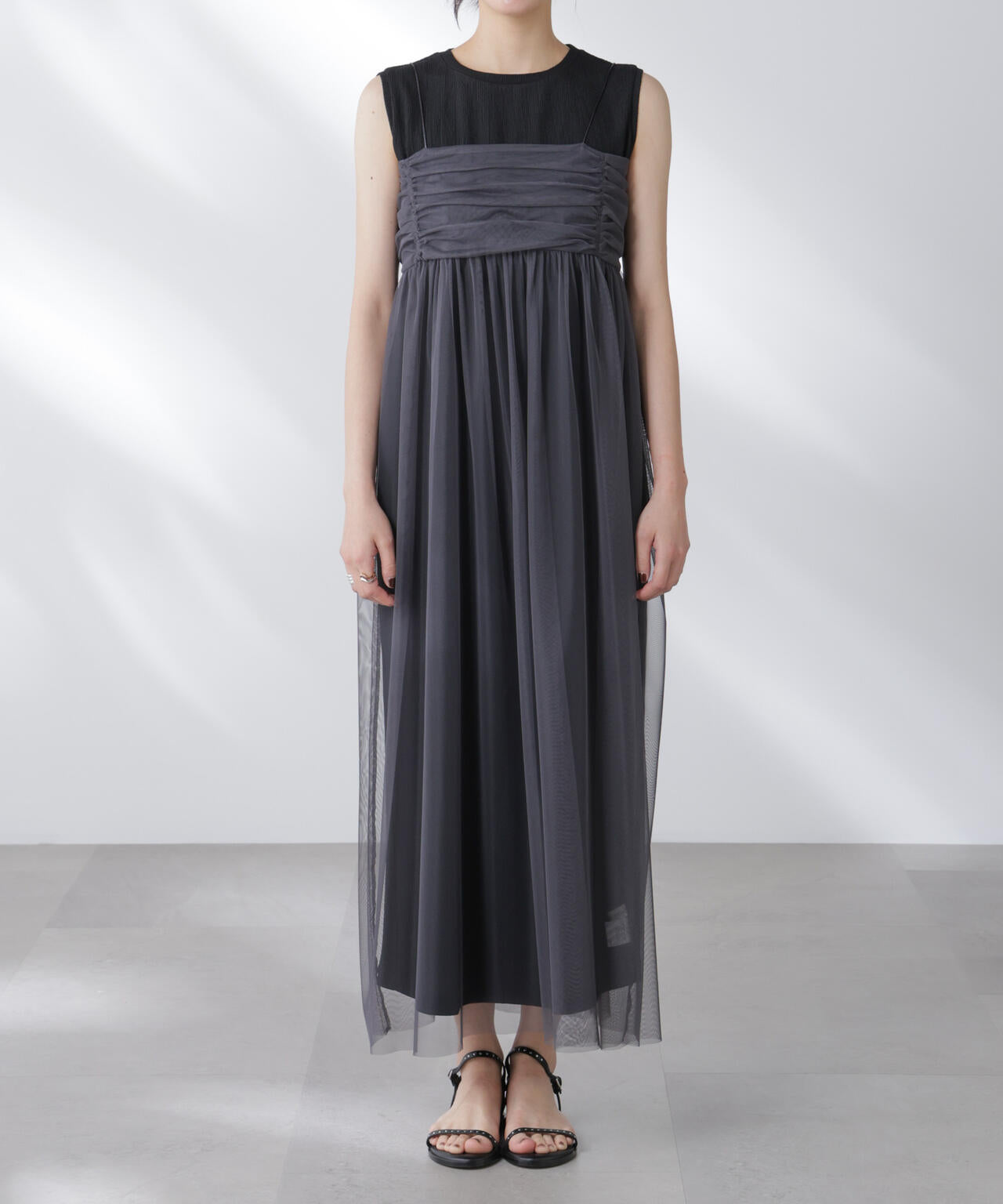 チュールキャミ×カットワンピースセット