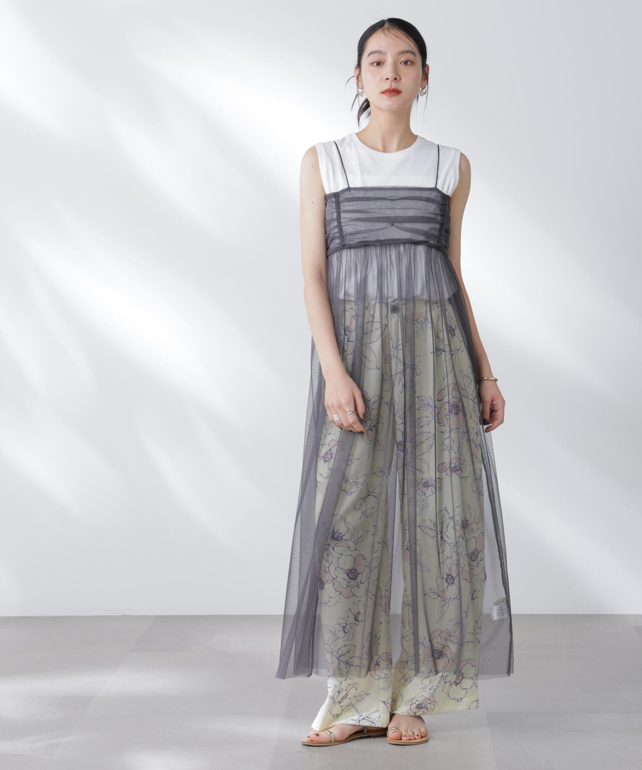 チュールキャミ×カットワンピースセット