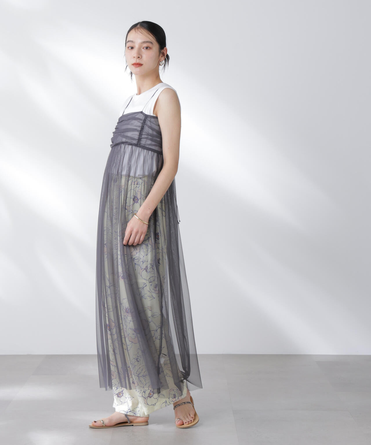 チュールキャミ×カットワンピースセット