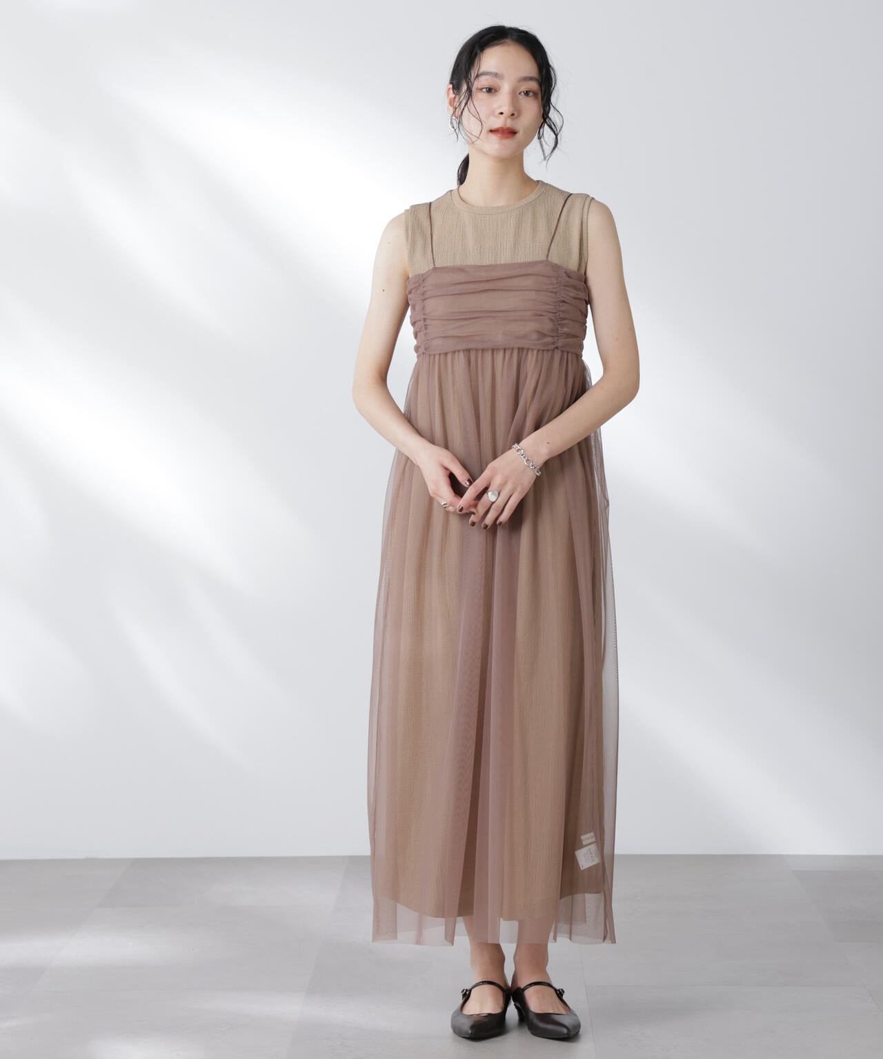 チュールキャミ×カットワンピースセット