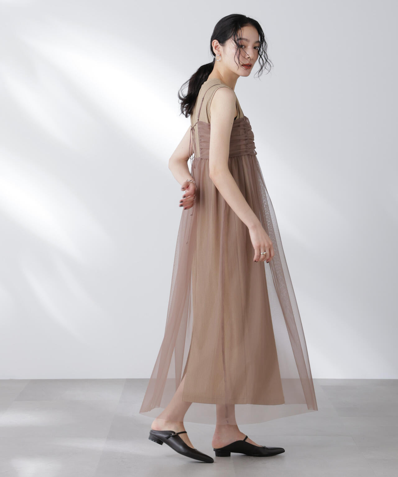 チュールキャミ×カットワンピースセット