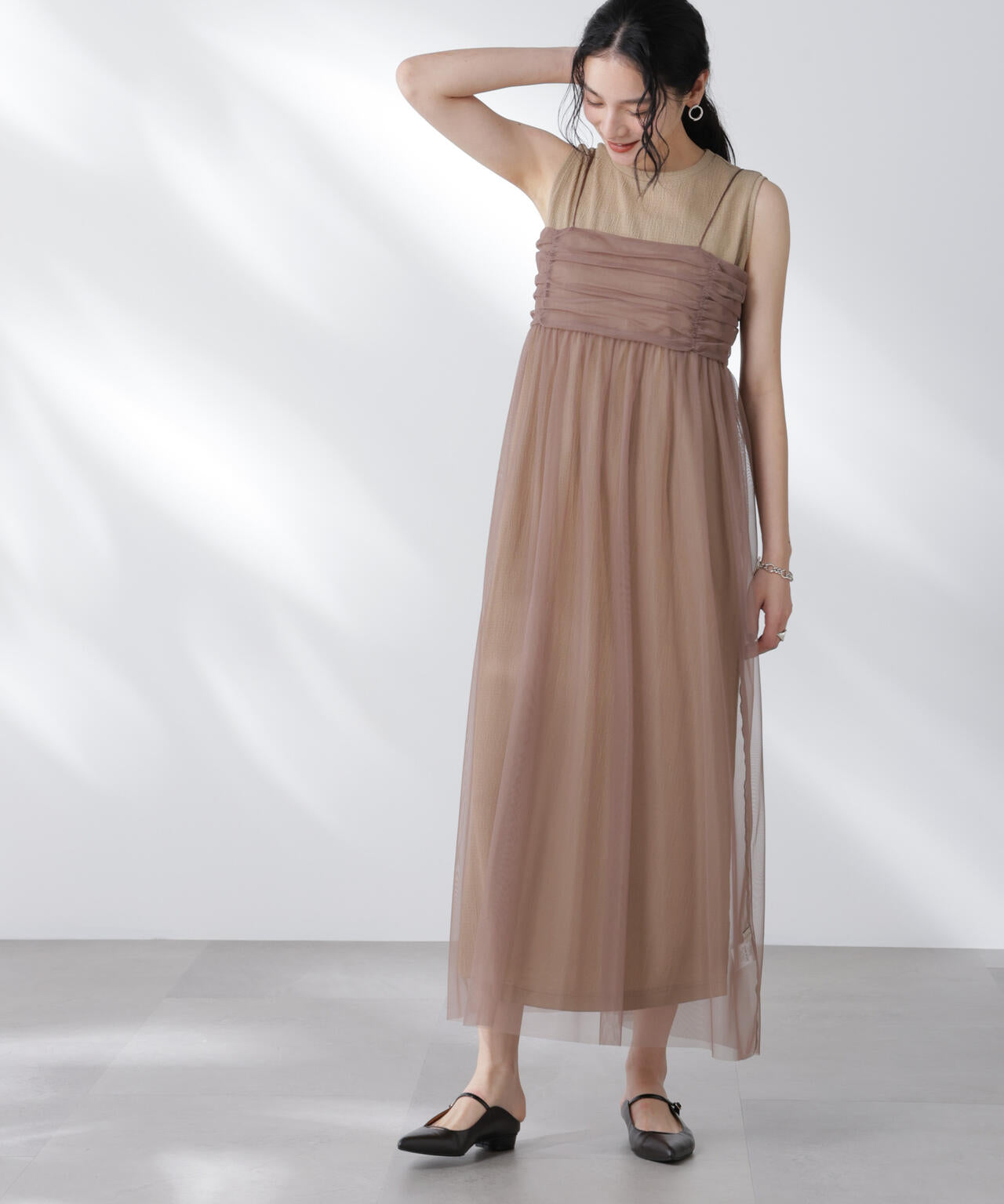 チュールキャミ×カットワンピースセット