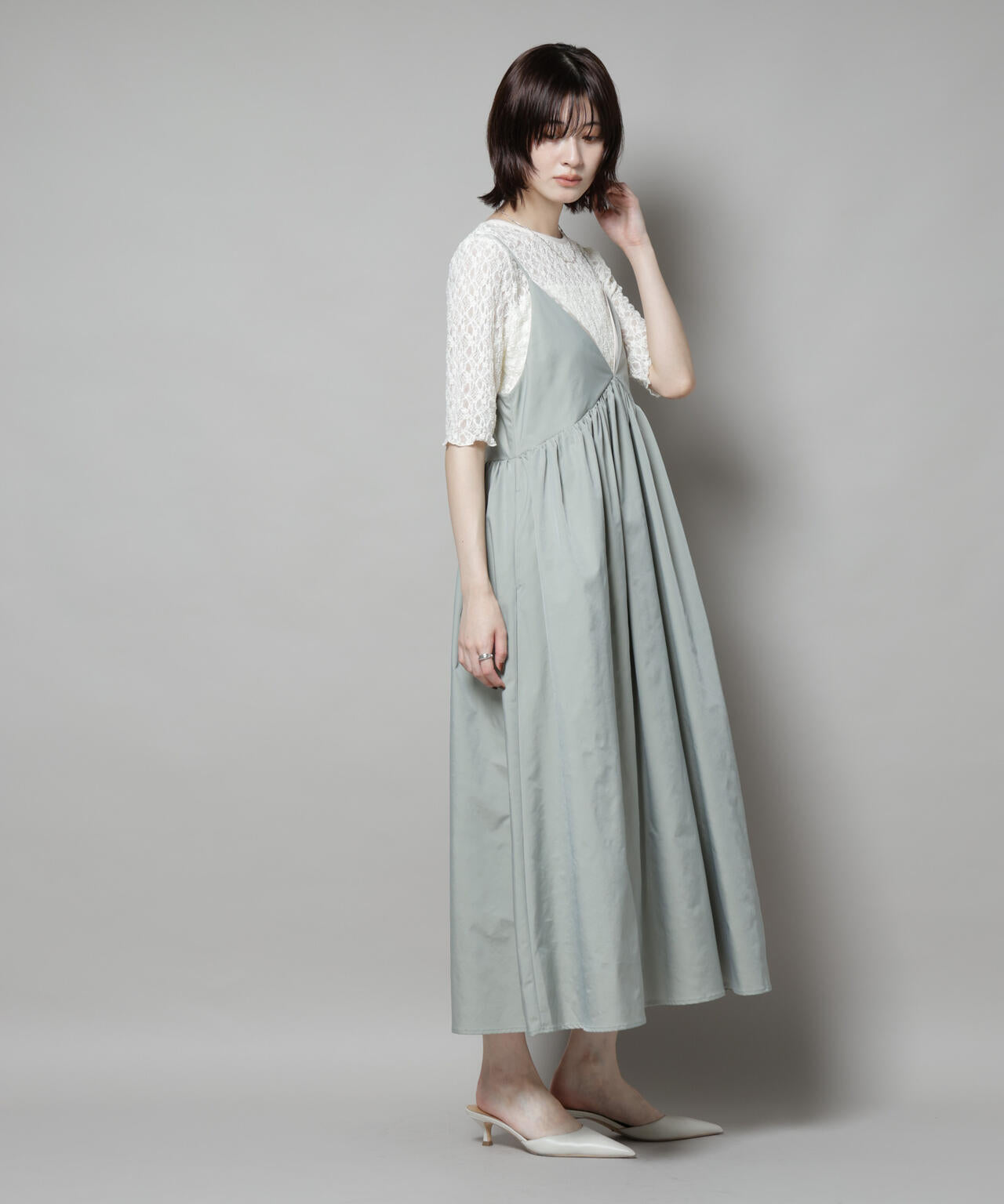 シャンブレータフタキャミレイヤードワンピース