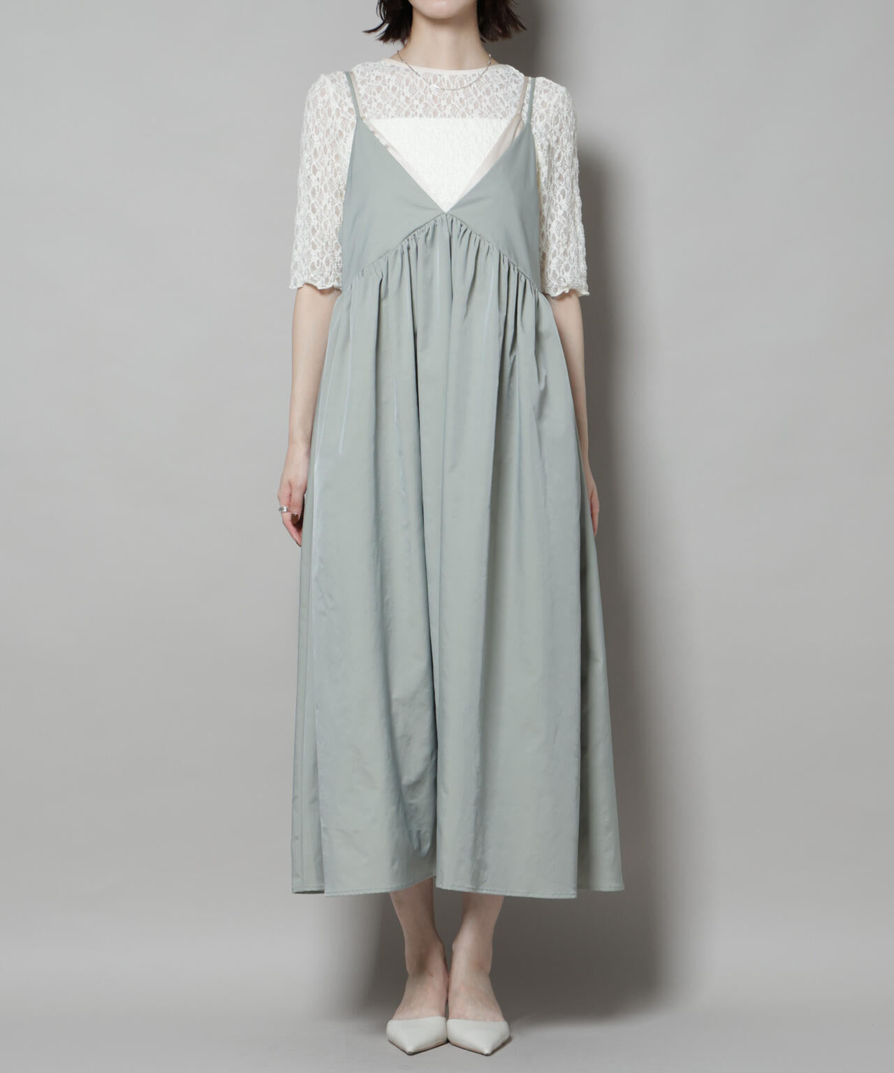 シャンブレータフタキャミレイヤードワンピース