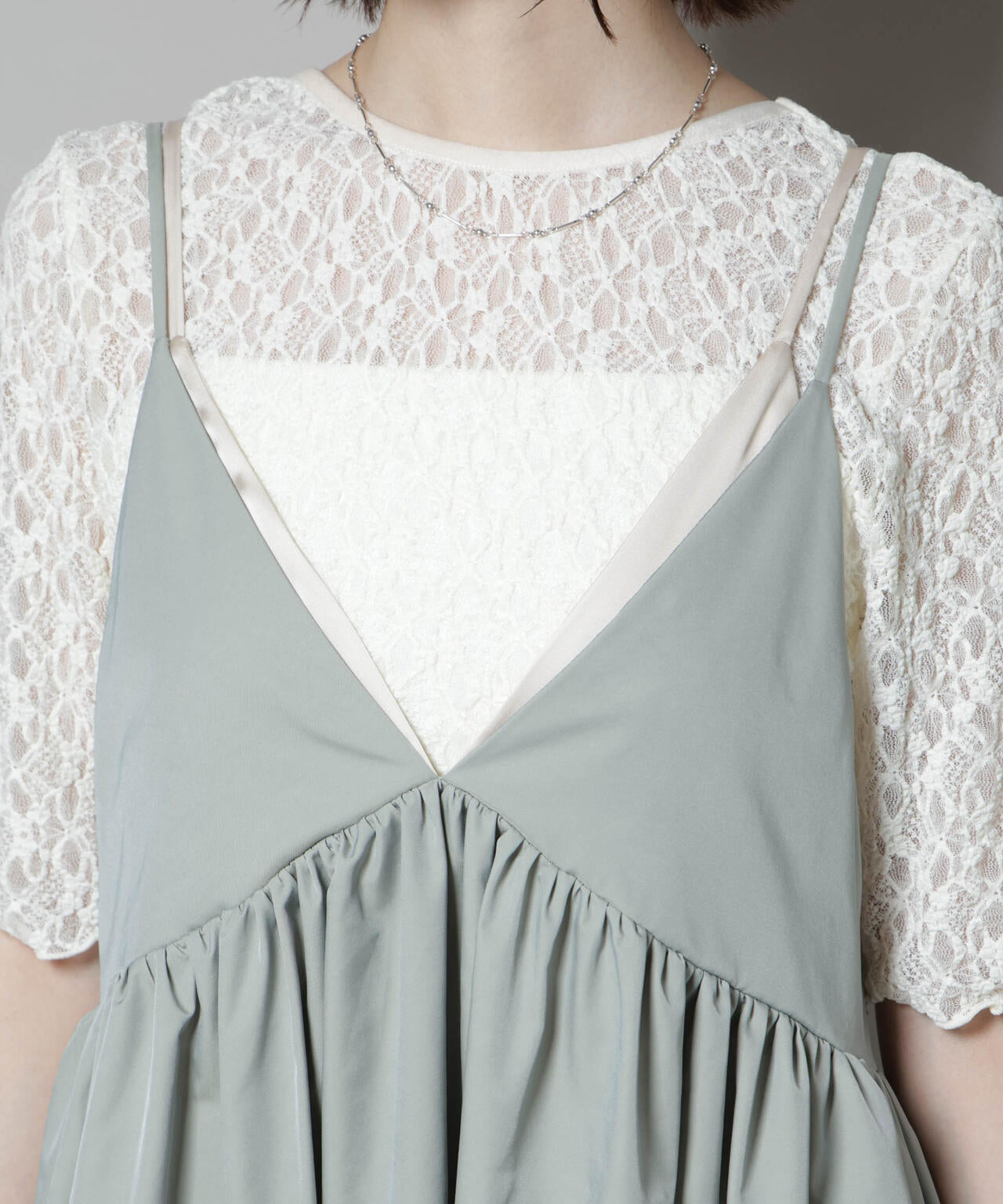 美品 シャンブレータフタティアード ワンピース イベント シャンブレー タフタ キャミ ワンピース