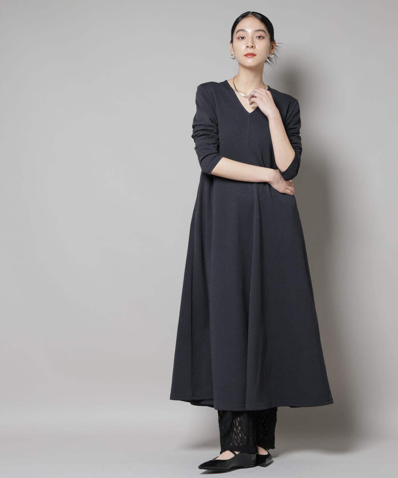 ライトコットンダンボールフレアワンピース