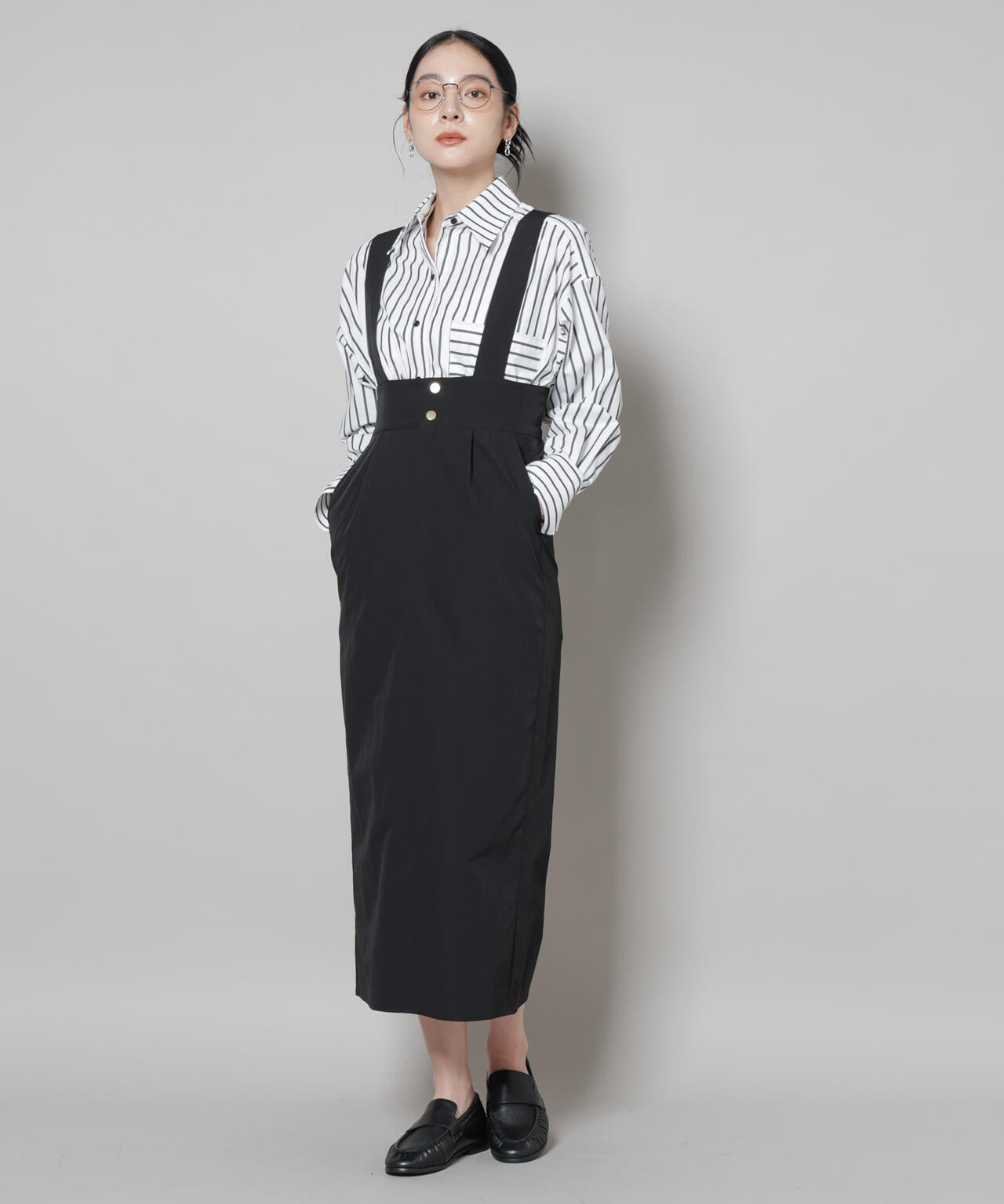 サスペンダー付きIラインジャンパースカート | NANO universe（ナノ