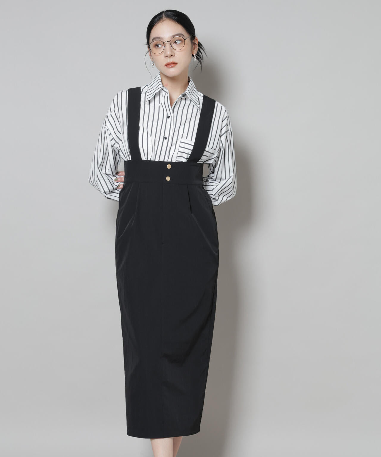 サスペンダー付きIラインジャンパースカート | NANO universe（ナノ