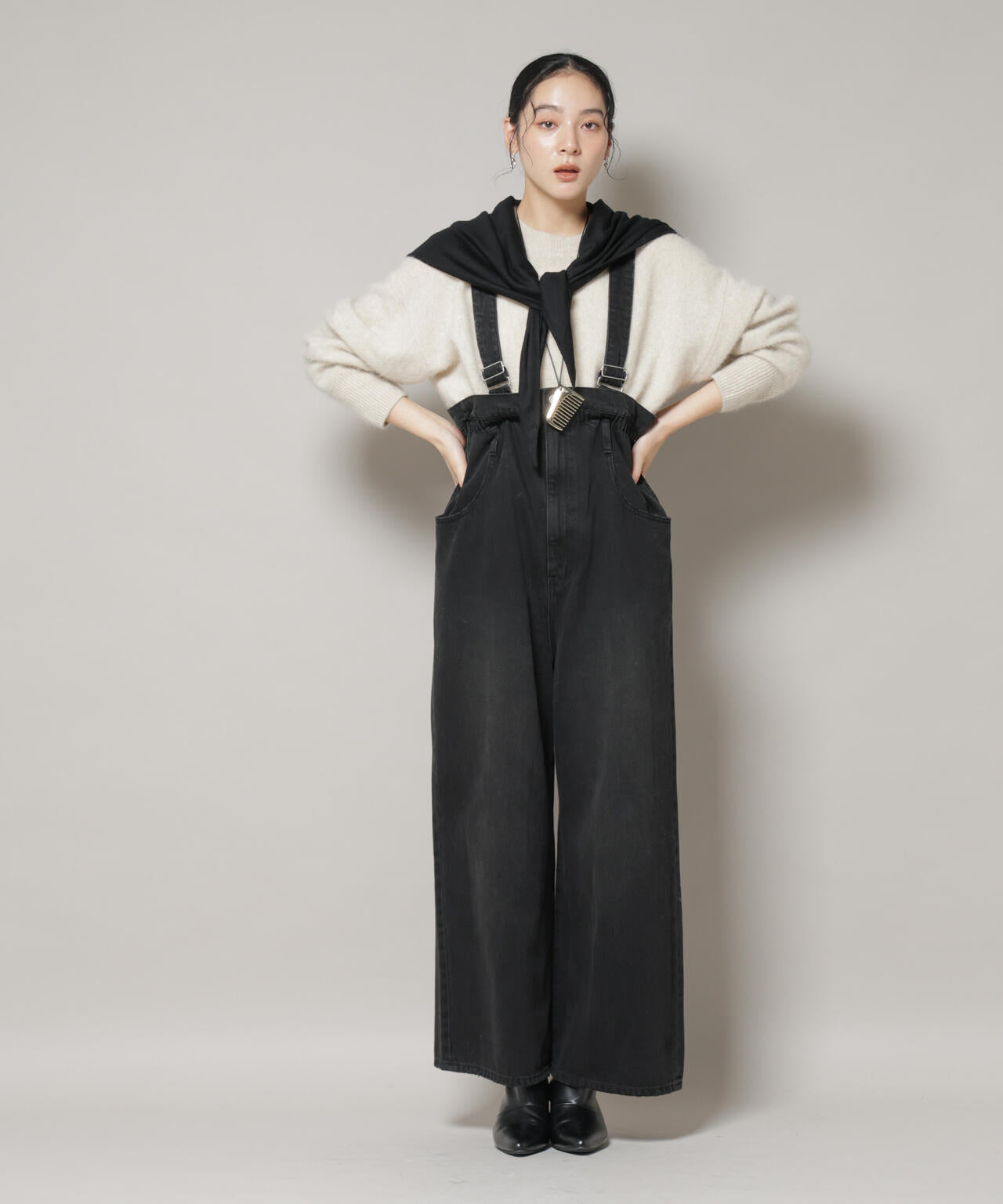 コットンワイドサロペット