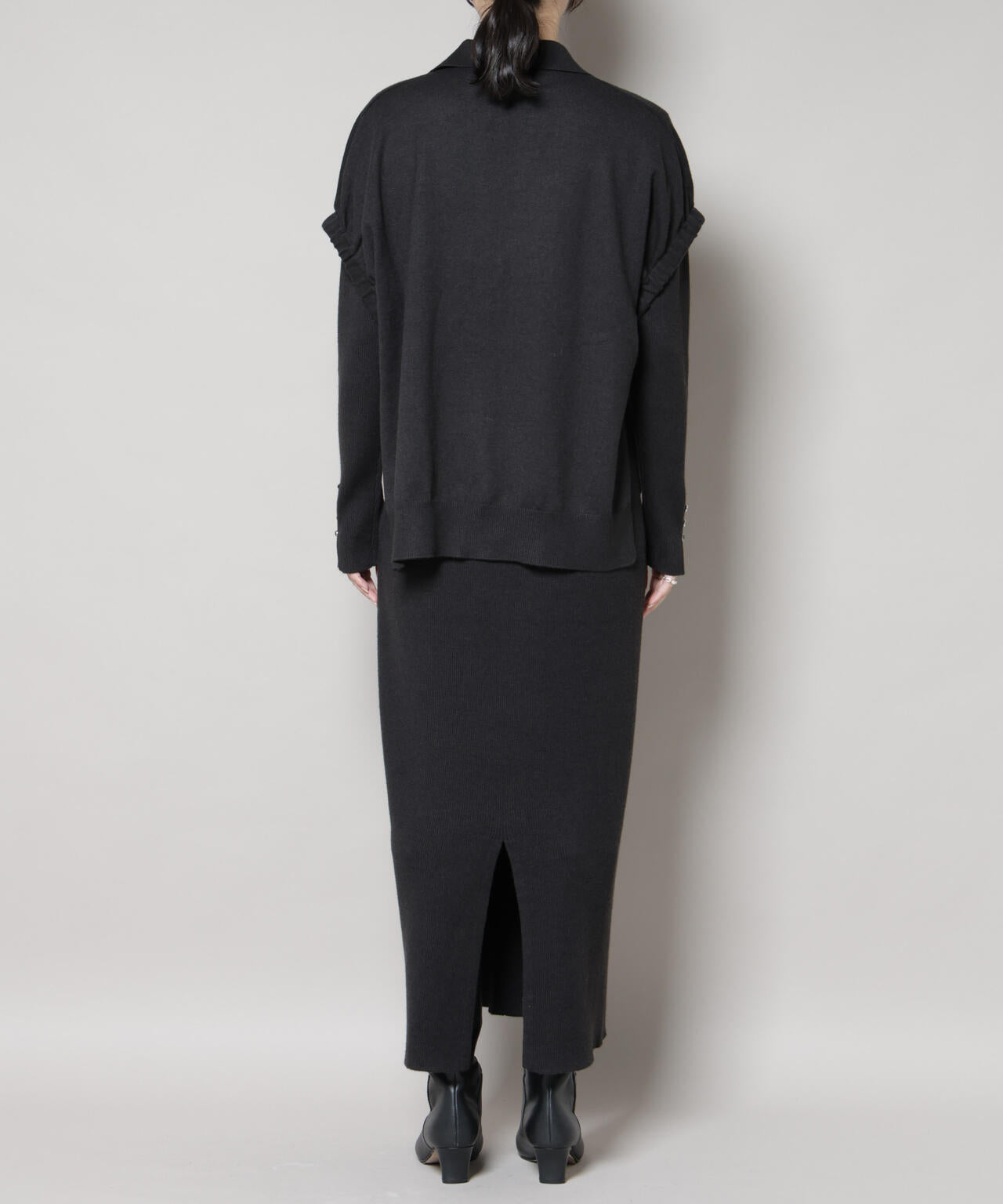 ドロストベスト＋リブニットワンピースセット